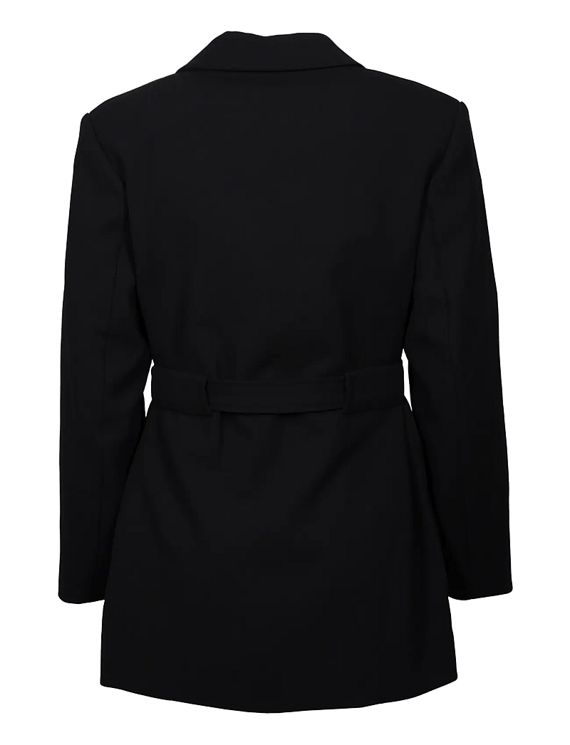Ganni - Bonded Crepe Blazer - vööga bleiserid - black - 1