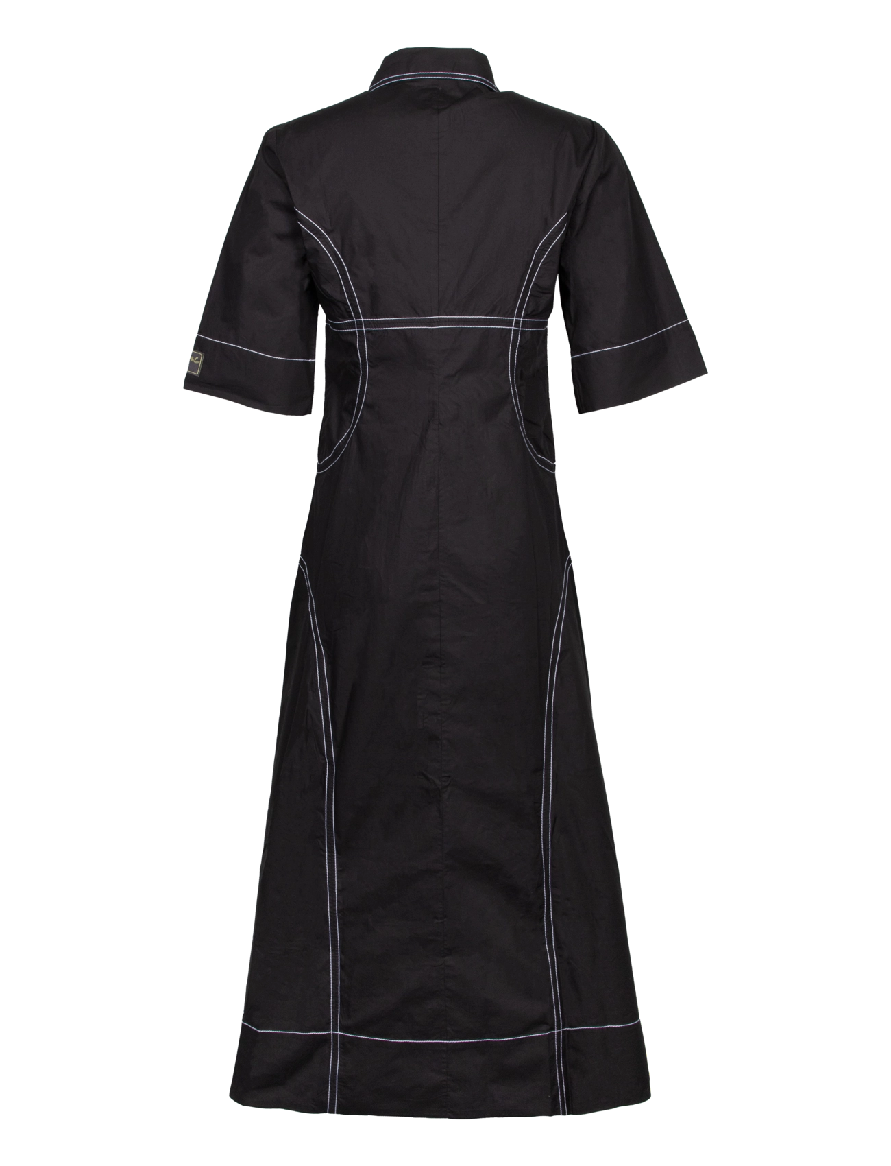 Ganni - Organic Cotton Poplin Midi Shirt Dress - black - 1