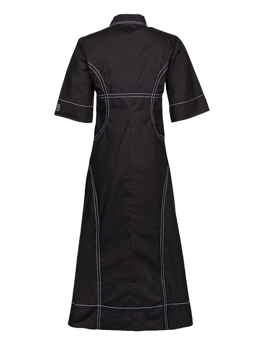 Ganni - Organic Cotton Poplin Midi Shirt Dress - särkkleidid - black - 1