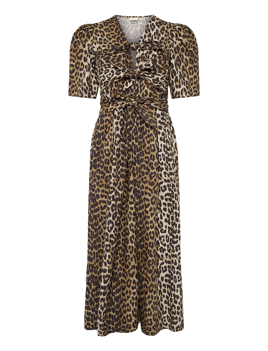 Ganni - Printed Cotton Dress - sommerkleider - brown - 0