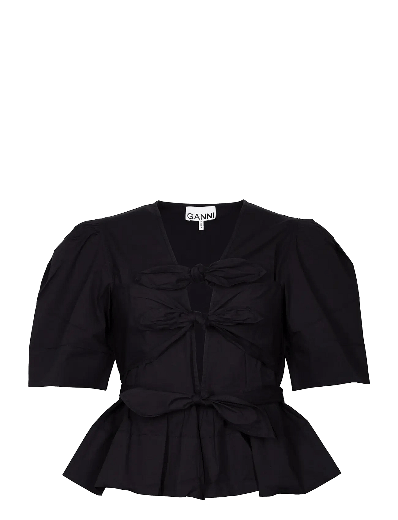 Ganni | Washed Stretch Cotton Tie Strap Blouse | 42