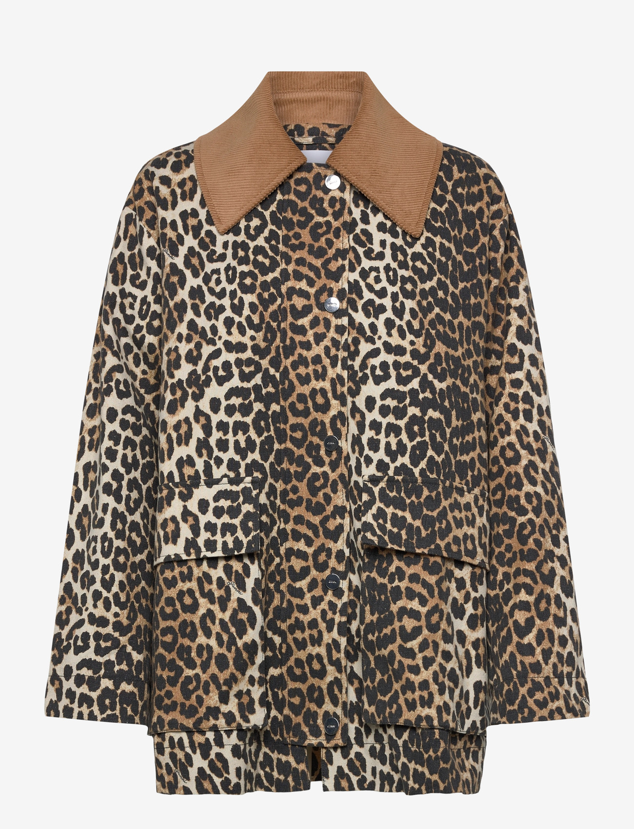 Ganni - Canvas Midi Jacket - forårsjakker - brown - 0