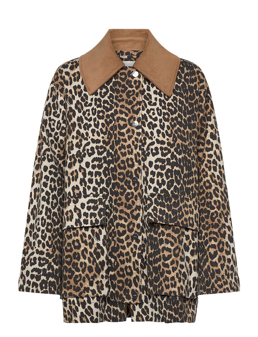 Ganni - Canvas Midi Jacket - light jackets - brown - 1