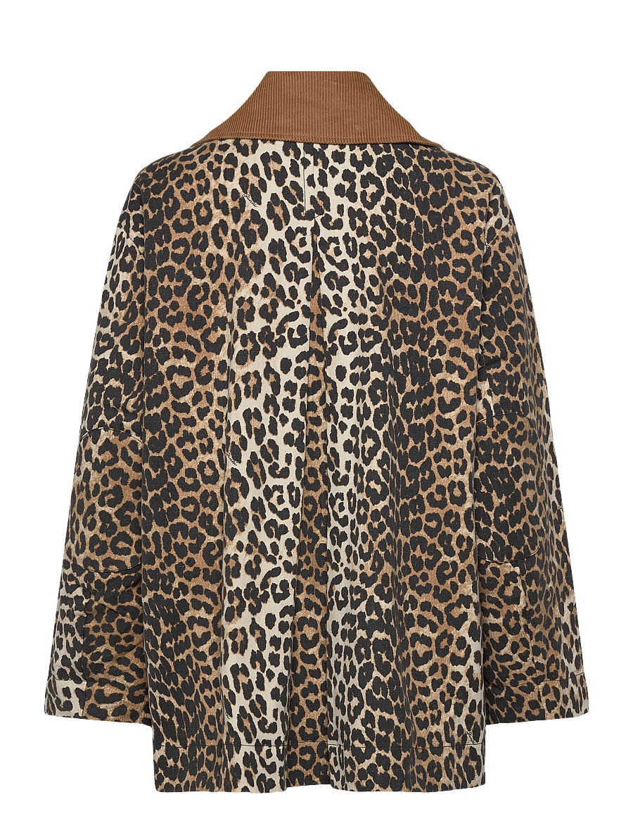 Ganni - Canvas Midi Jacket - light jackets - brown - 2