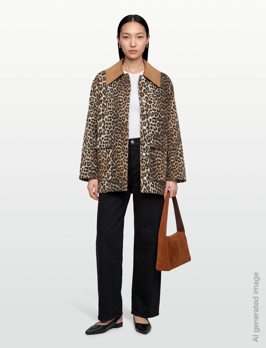 Ganni - Canvas Midi Jacket - light jackets - brown - 0