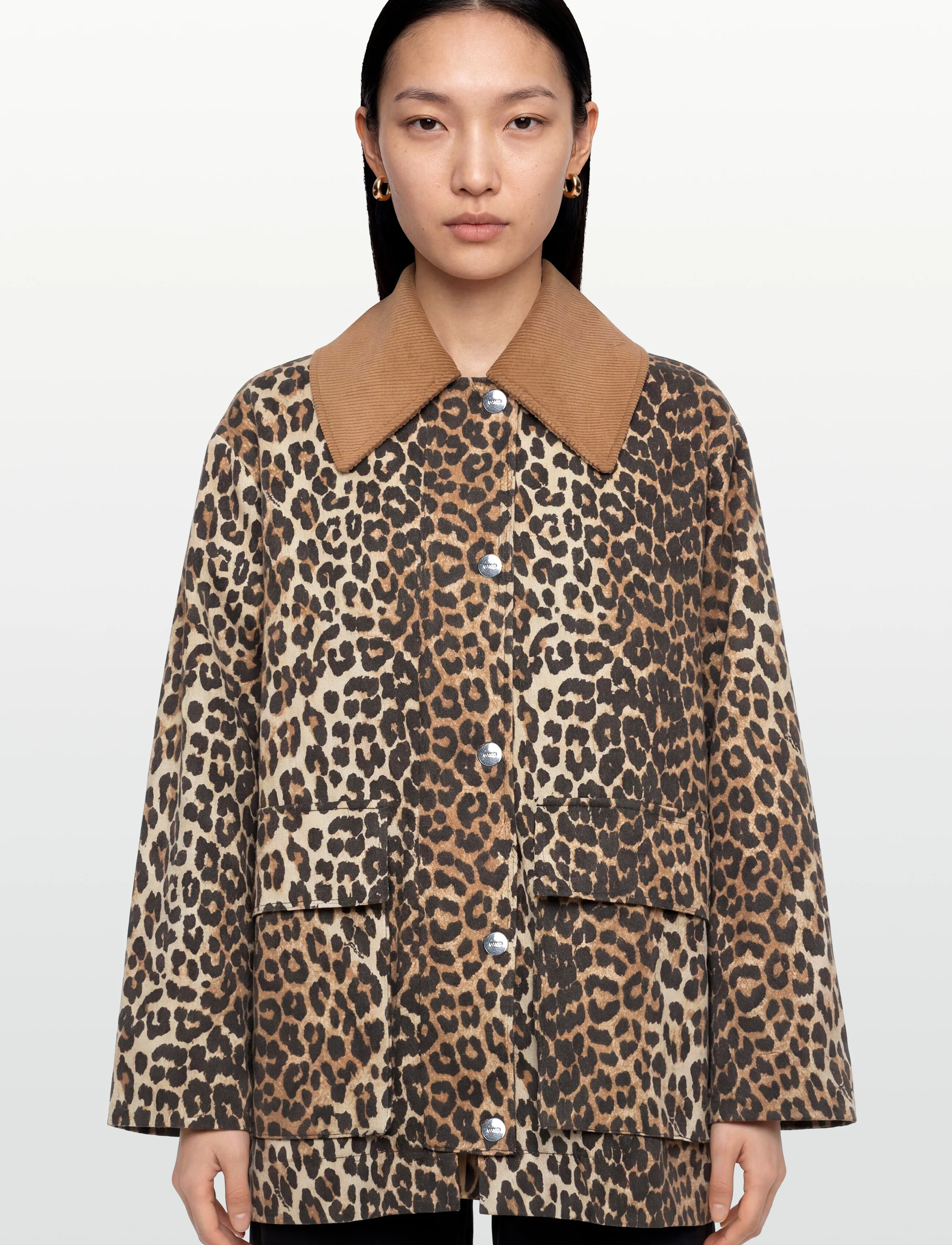 Ganni - Canvas Midi Jacket - vårjackor - brown - 3