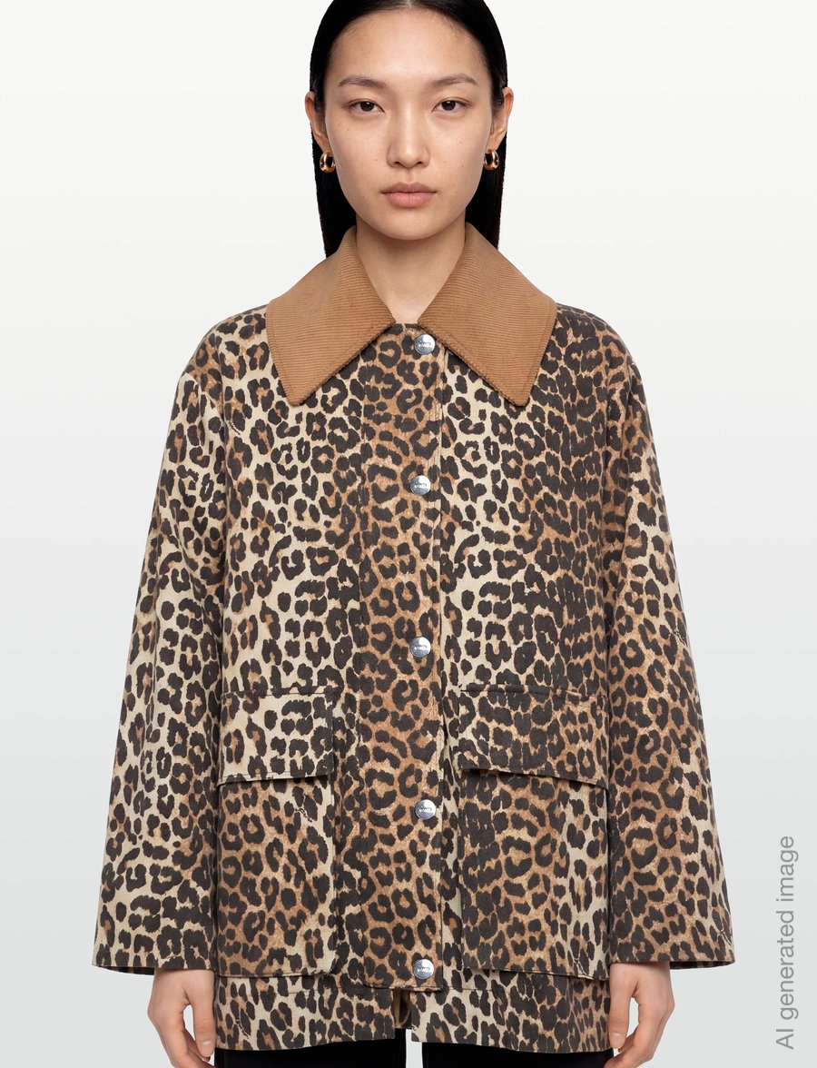 Ganni - Canvas Midi Jacket - light jackets - brown - 3