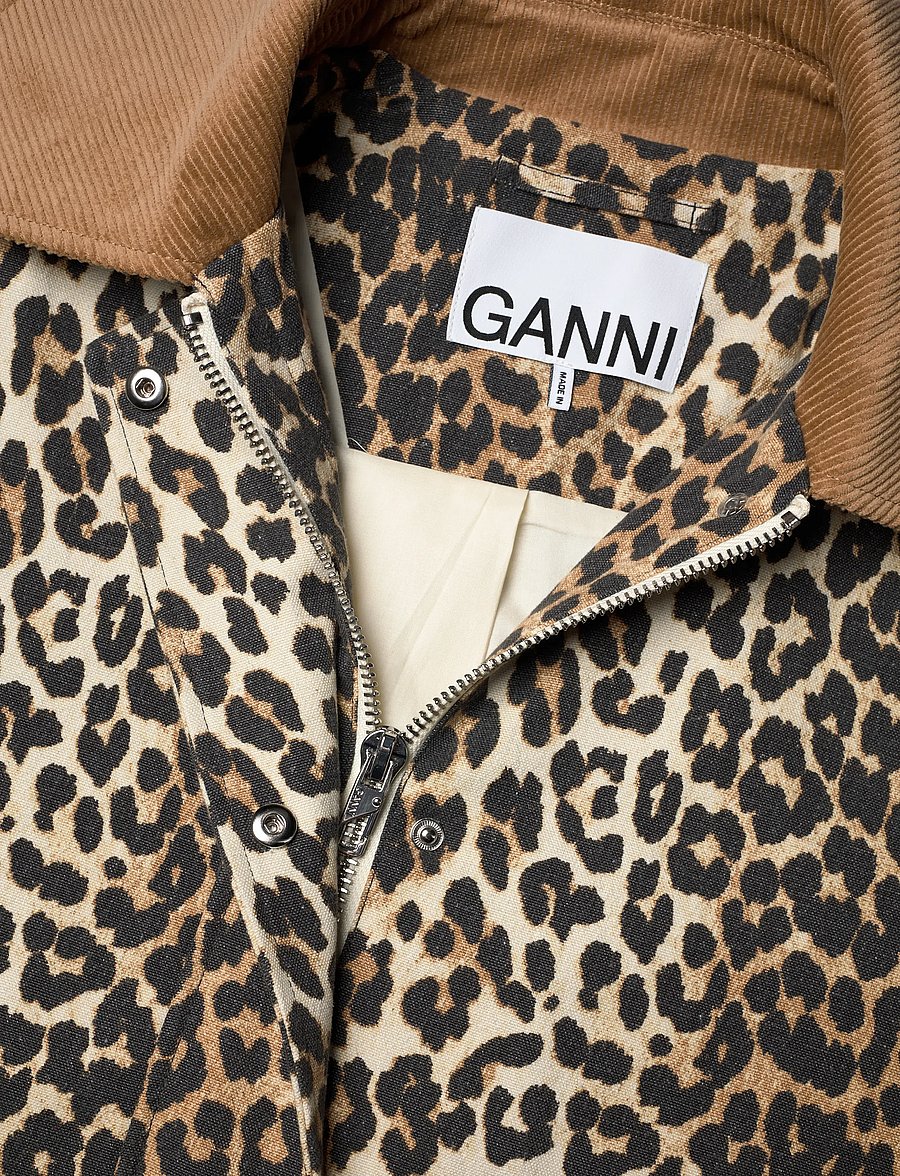 Ganni - Canvas Midi Jacket - light jackets - brown - 5