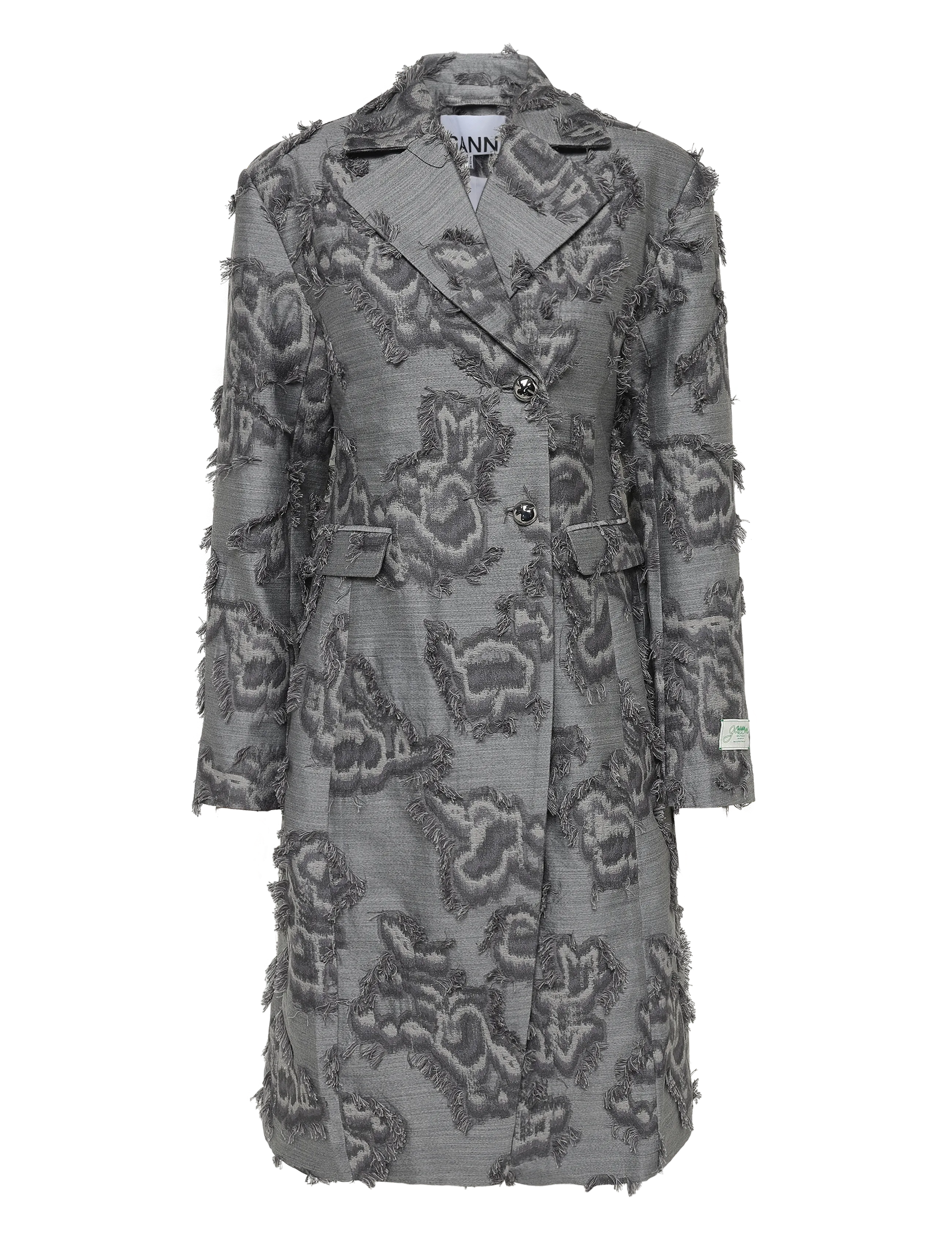 Ganni Frayed Cloud Print Coat - Ziemas jakas - GREY / grey