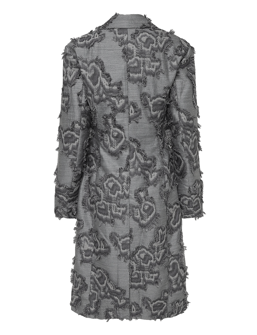 Ganni - Frayed Cloud Print Coat - winterjacken - grey - 1