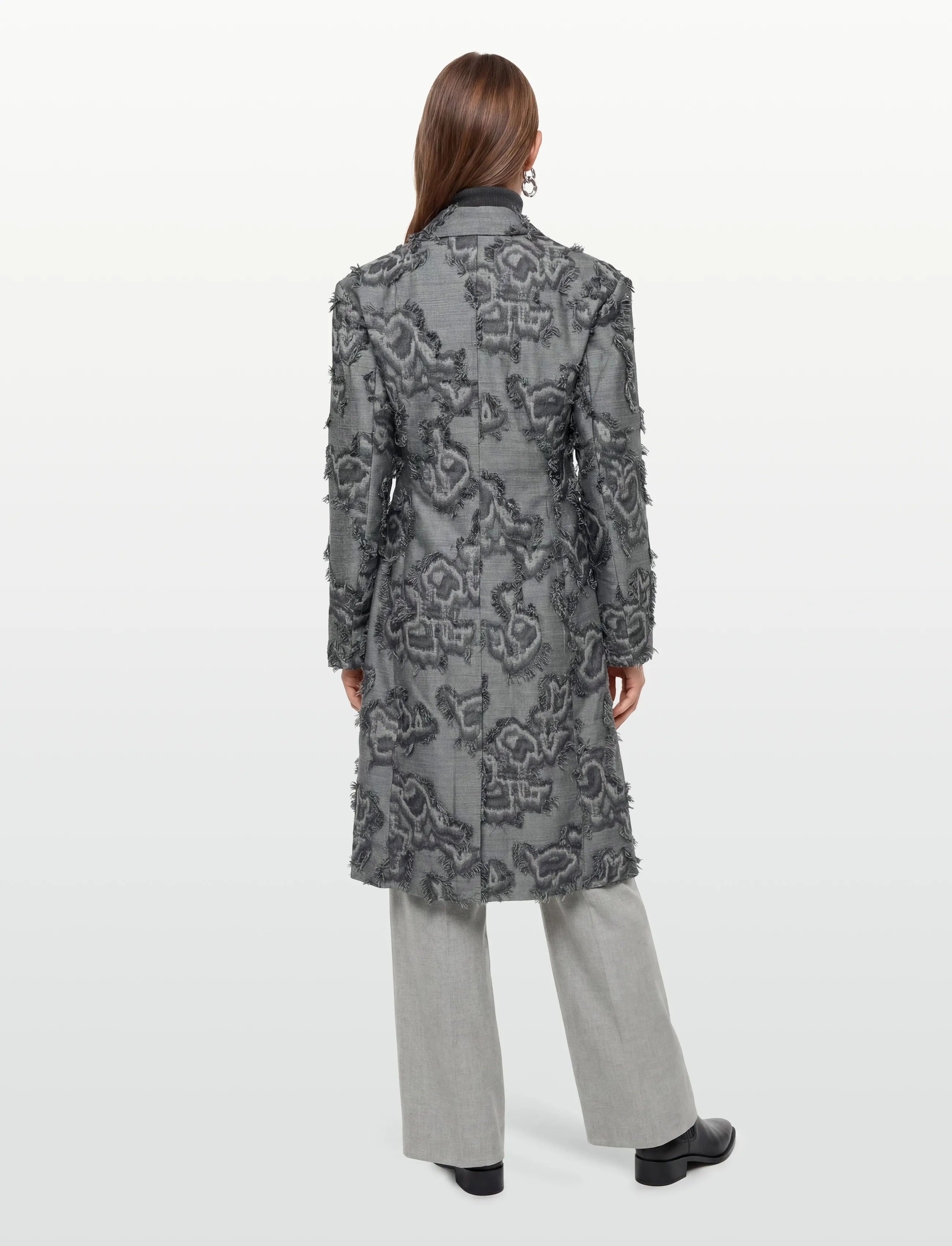 Ganni - Frayed Cloud Print Coat - vinterjakker - grey - 4