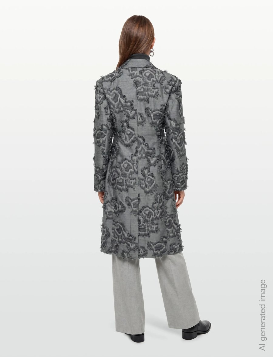 Ganni - Frayed Cloud Print Coat - vinterjakker - grey - 4