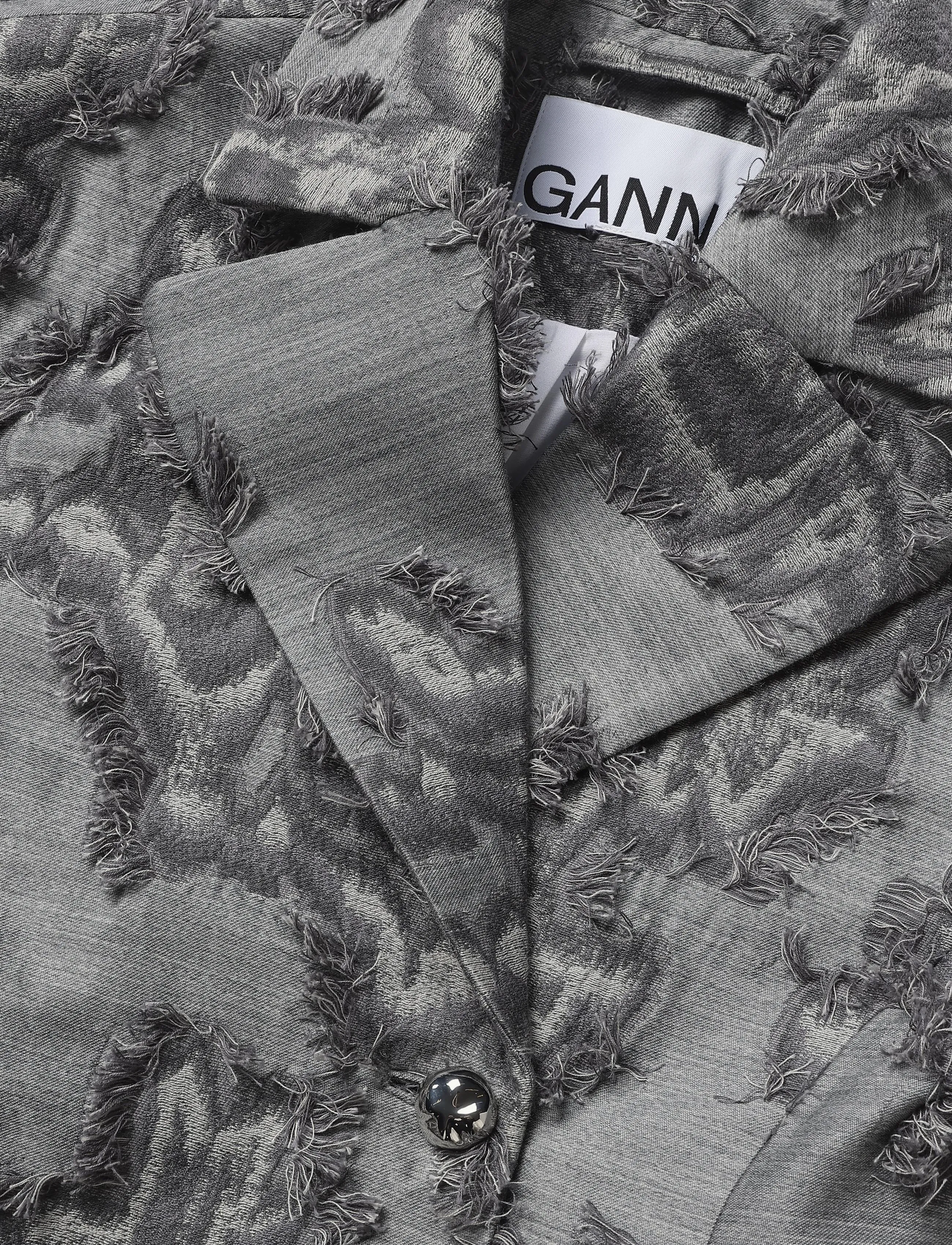 Ganni - Frayed Cloud Print Coat - grey - 2