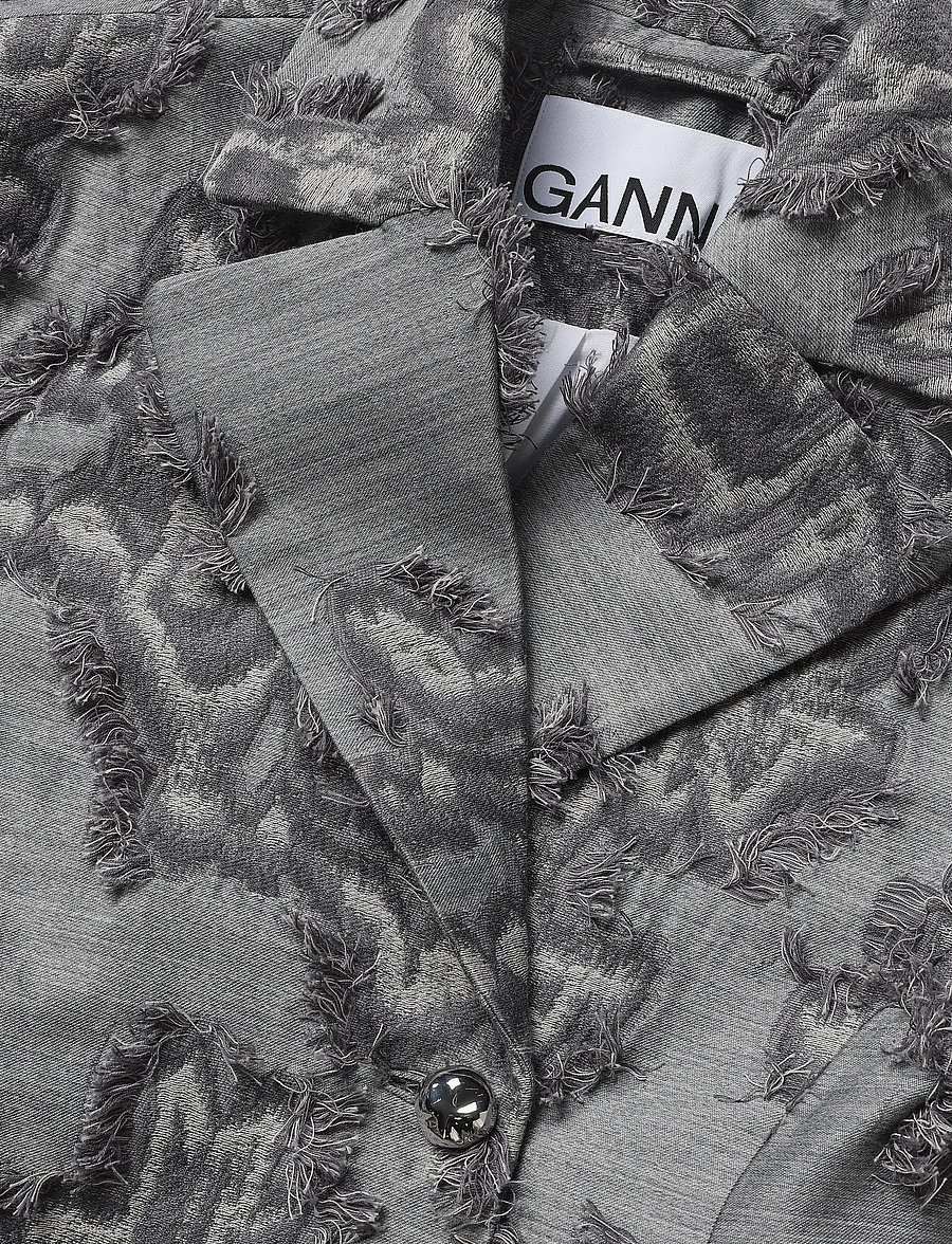 Ganni - Frayed Cloud Print Coat - winterjacken - grey - 2