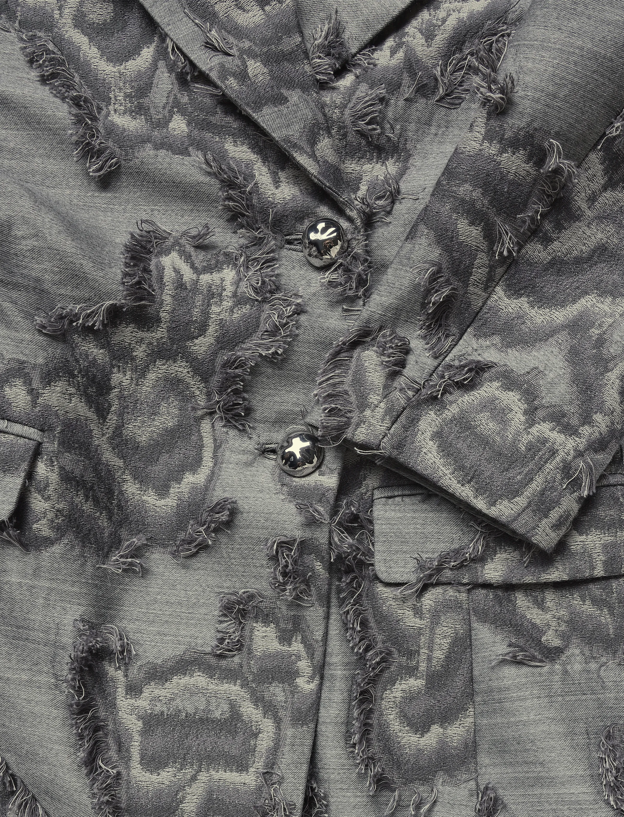 Ganni - Frayed Cloud Print Coat - grey - 3