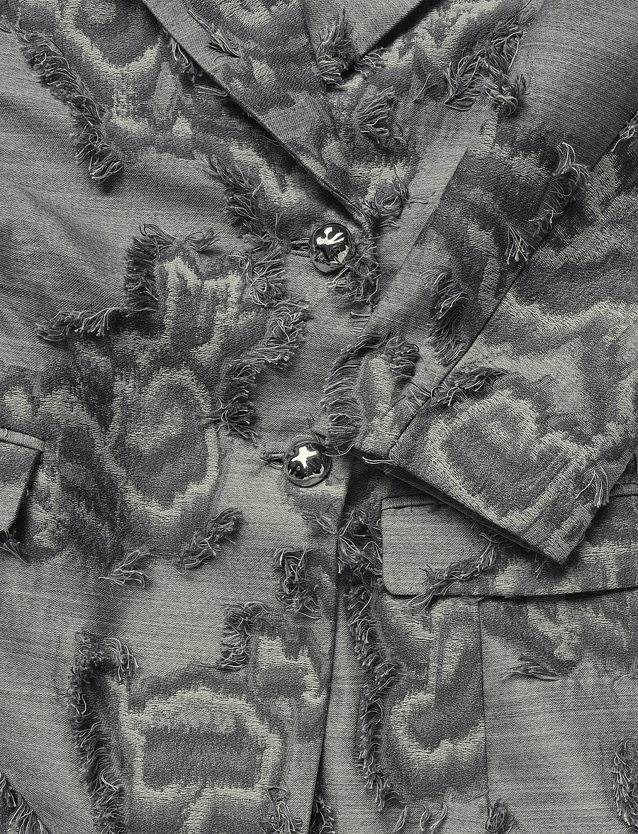 Ganni - Frayed Cloud Print Coat - winterjacken - grey - 3