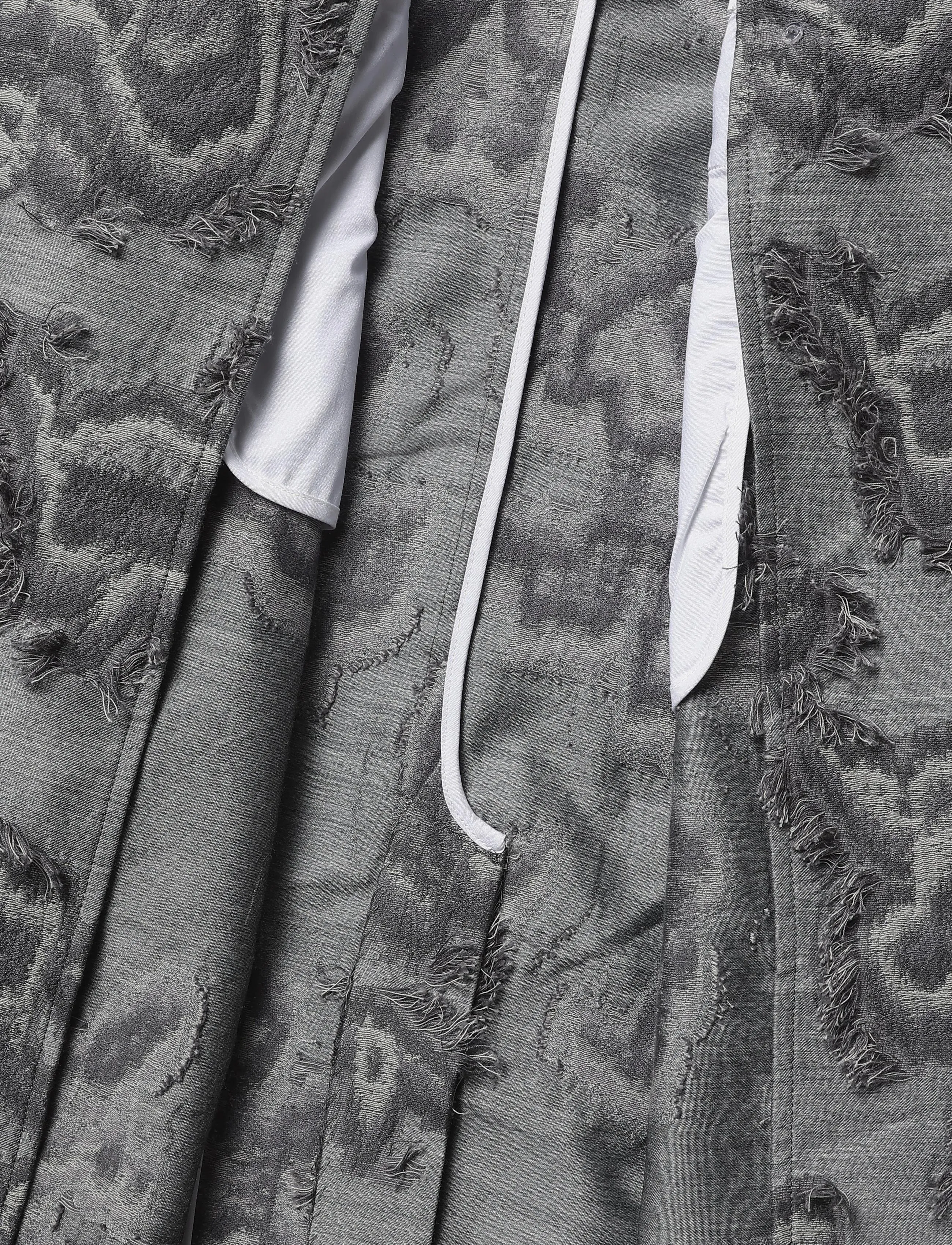 Ganni - Frayed Cloud Print Coat - grey - 4