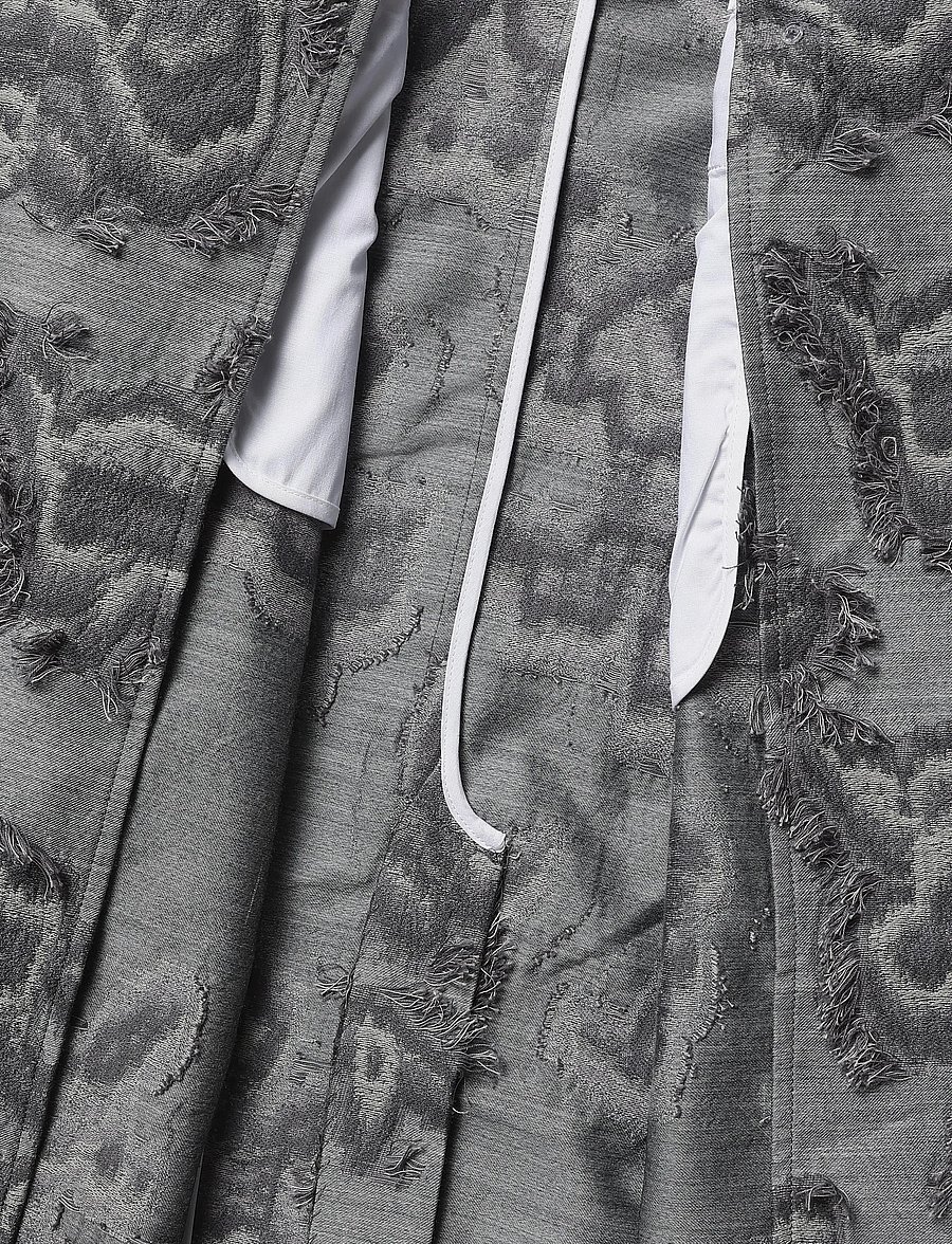 Ganni - Frayed Cloud Print Coat - winterjacken - grey - 4