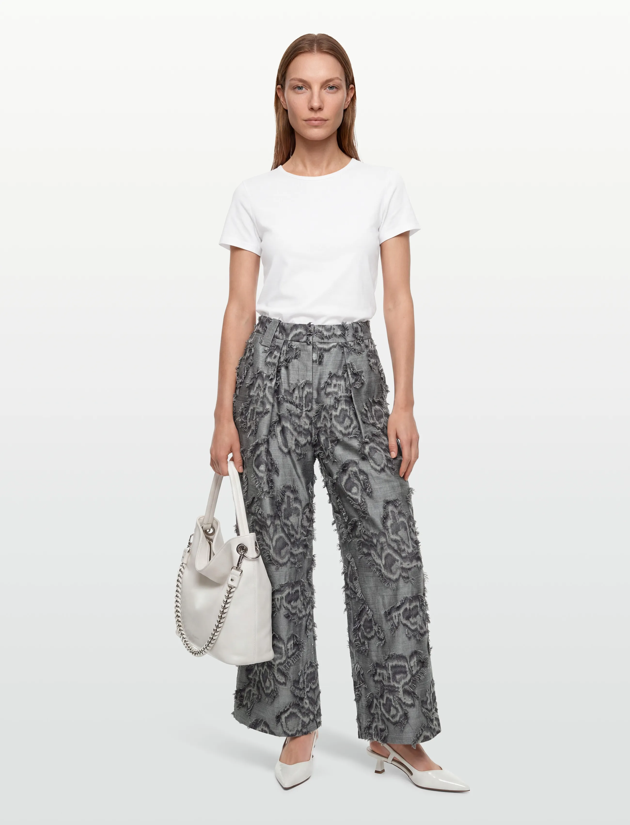Ganni Fil Coupe Suiting Big Pleat Pants, 36, Trousers, Grau - Wide Leg, Frauen