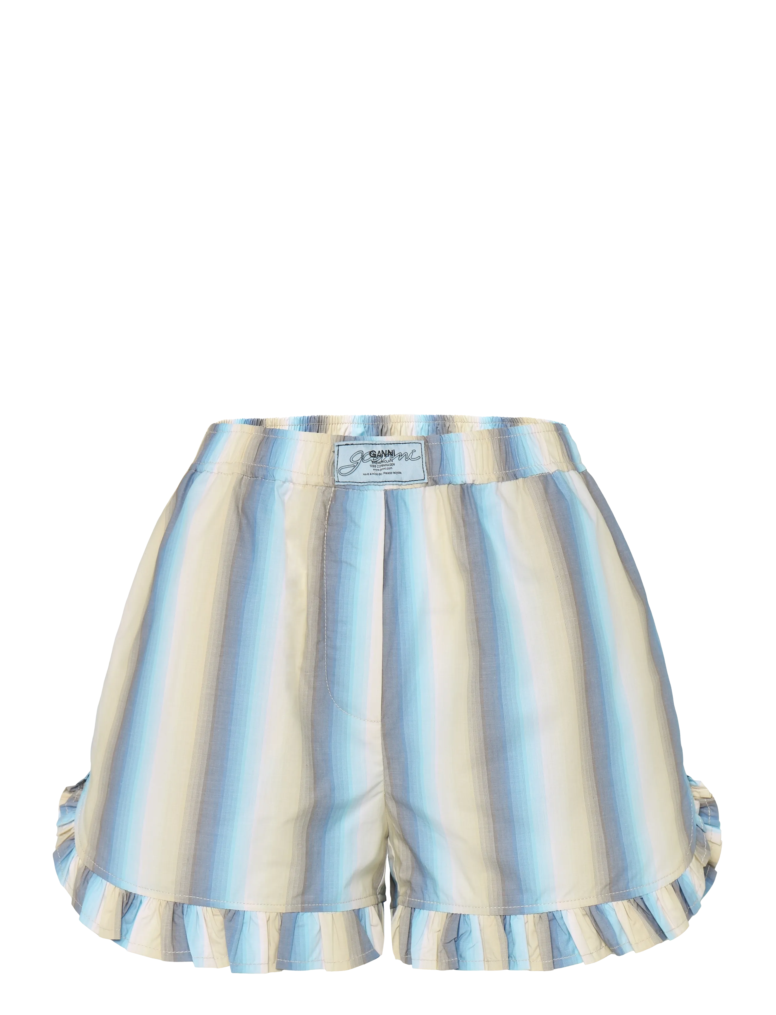 Ganni Multicolour Ombre Stripe Ruffle Shorts - Casual shorts - MULTICOLORED / multi