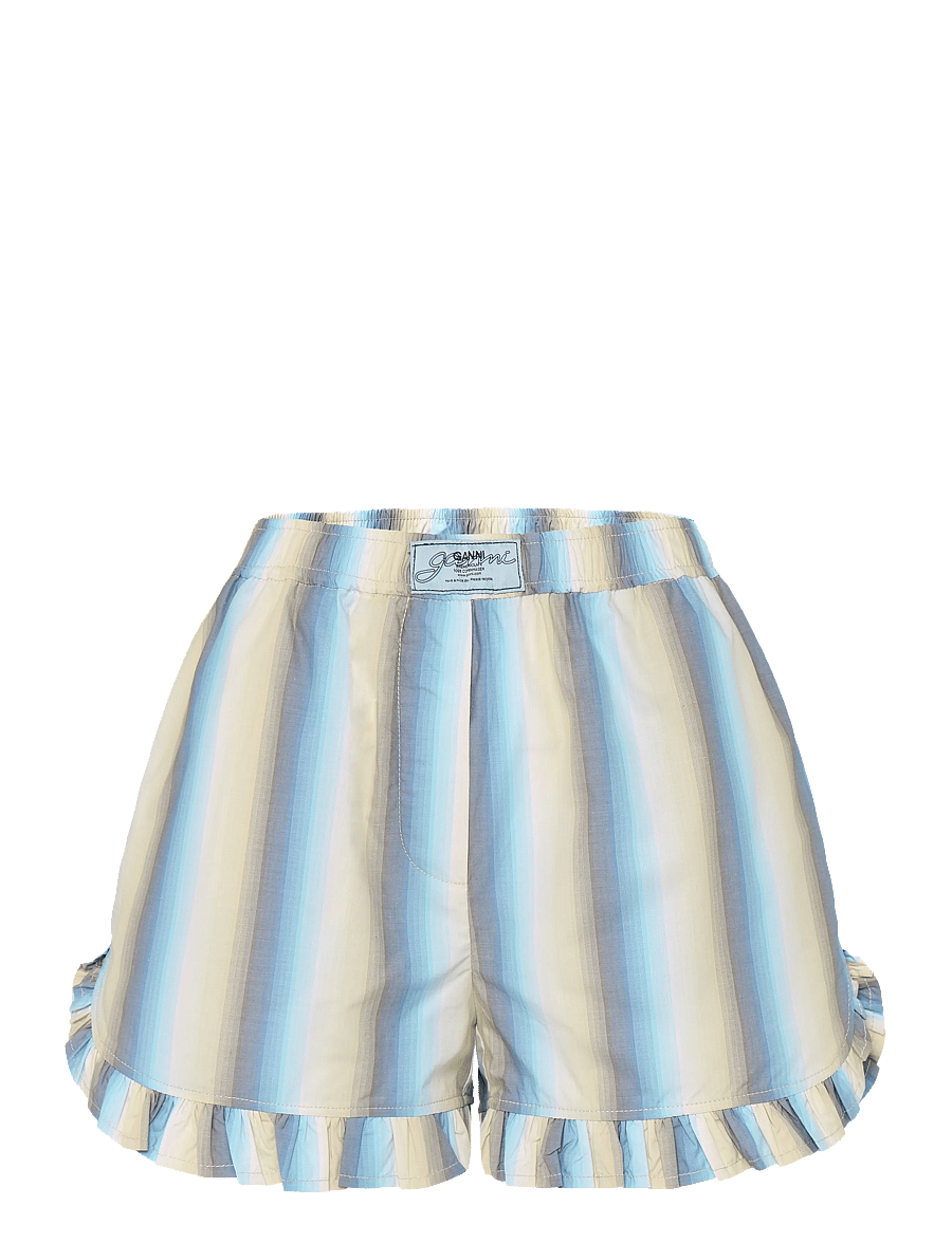 Ganni - Multicolour Ombre Stripe Ruffle Shorts - vabaaja lühikesed püksid - multicolored - 0