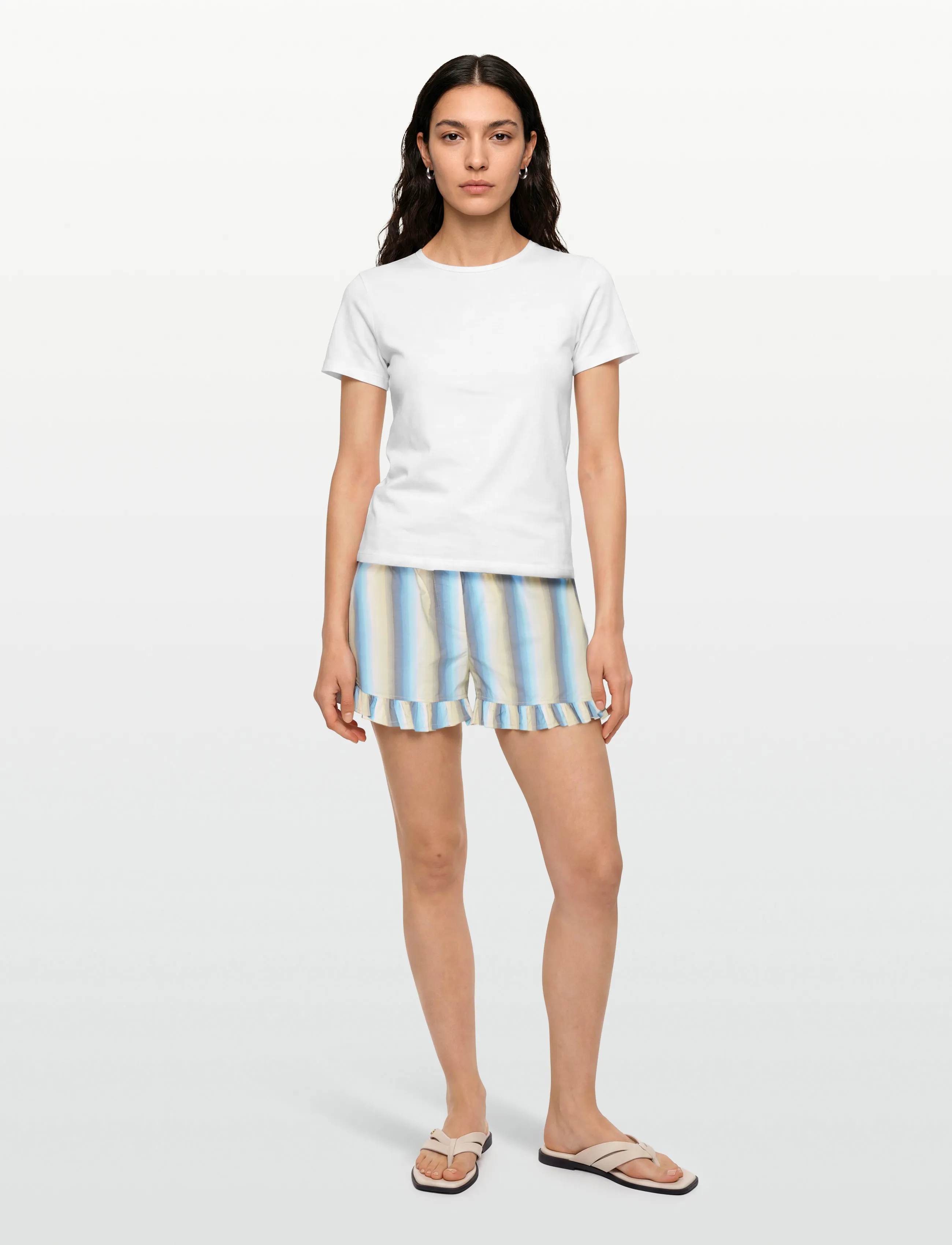 Ganni Multicolour Ombre Stripe Ruffle Shorts, 34, Mehrfarbig/gemustert - Casual Frauen