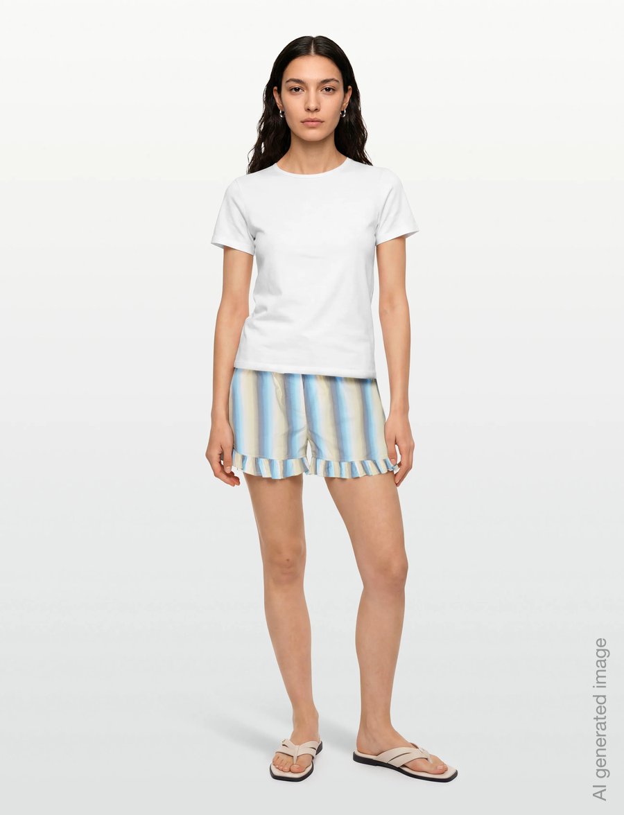 Ganni - Multicolour Ombre Stripe Ruffle Shorts - casual shorts - multicolored - 0
