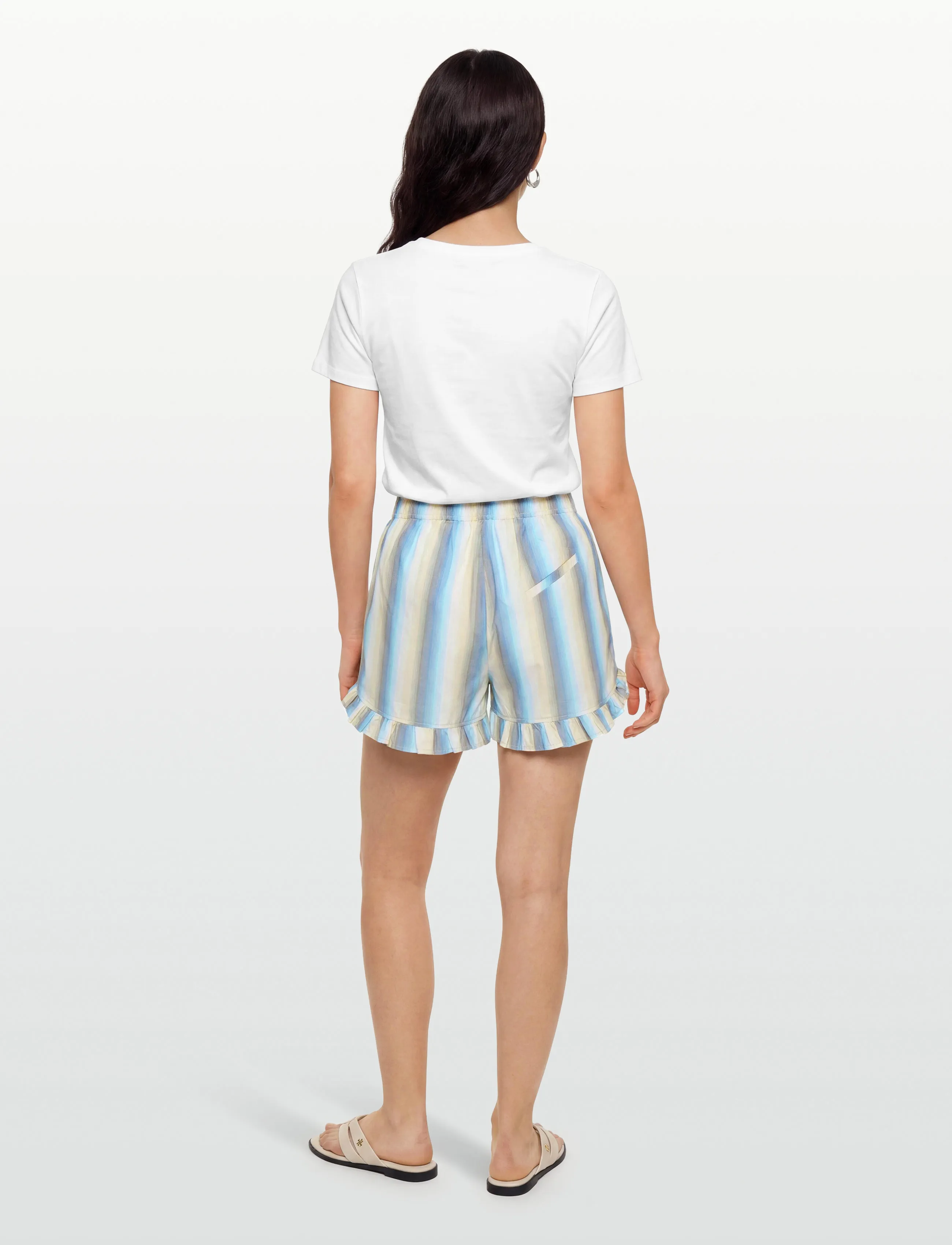 Ganni - Multicolour Ombre Stripe Ruffle Shorts - casual shorts - multicolored - 4