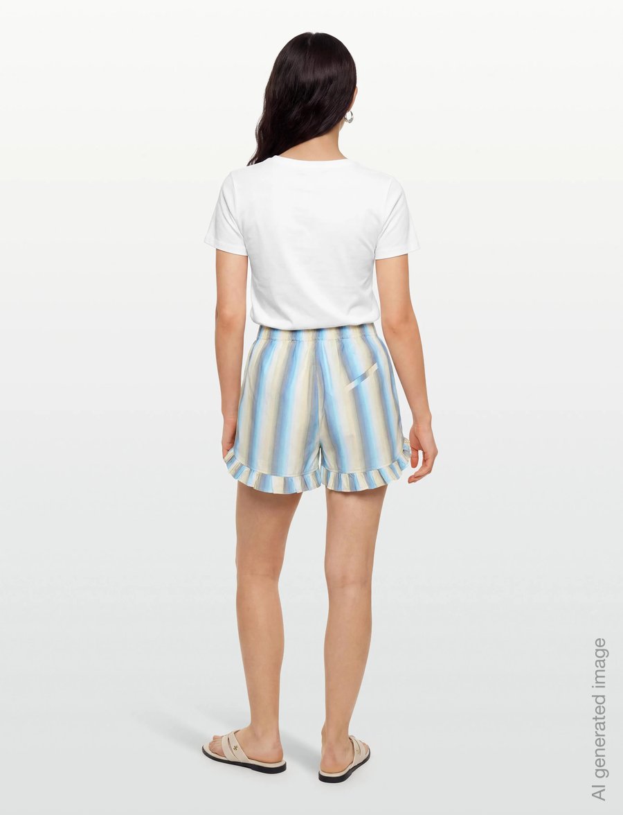 Ganni - Multicolour Ombre Stripe Ruffle Shorts - casual shorts - multicolored - 4