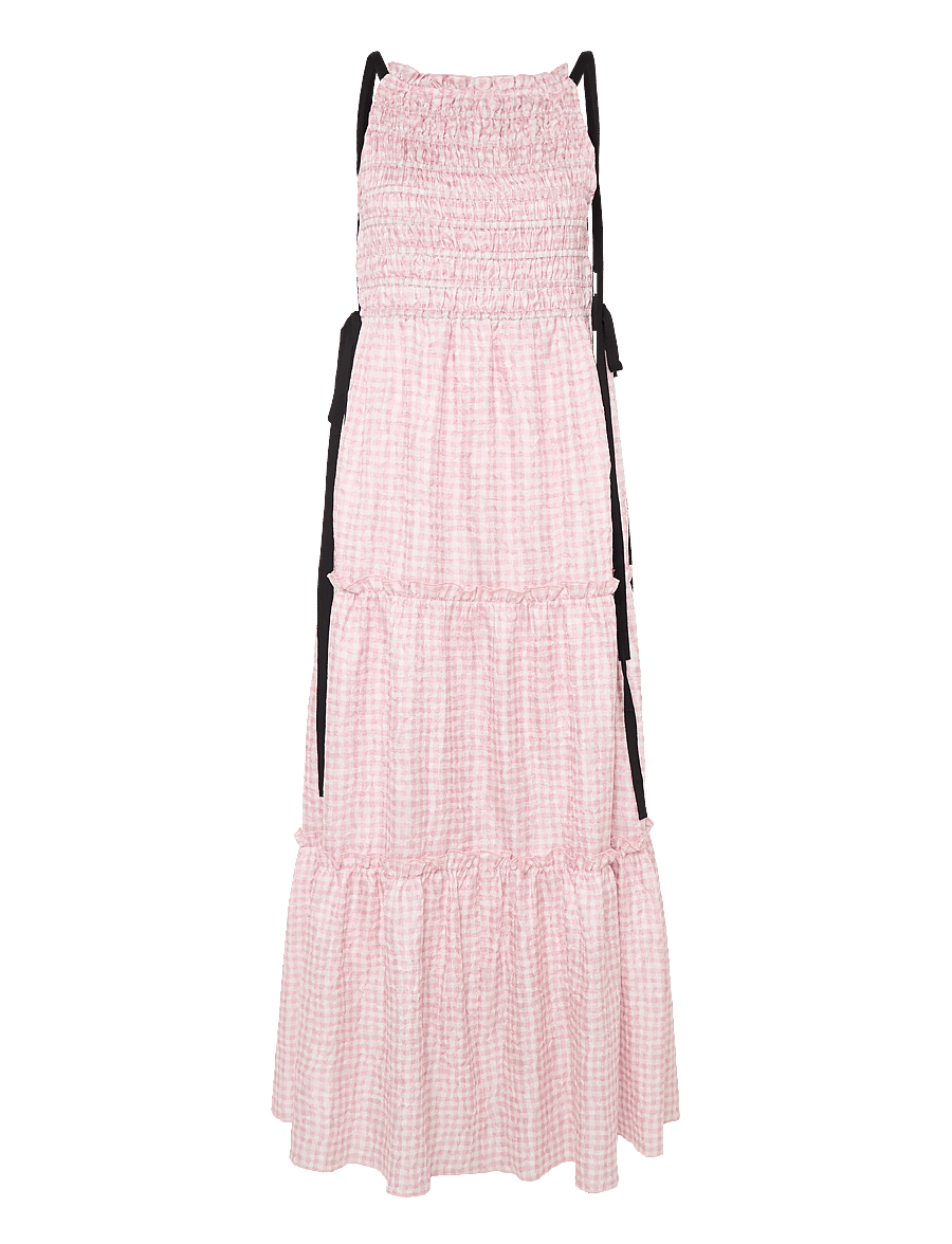 Ganni - Smocked Tiered Dress - pink - 1