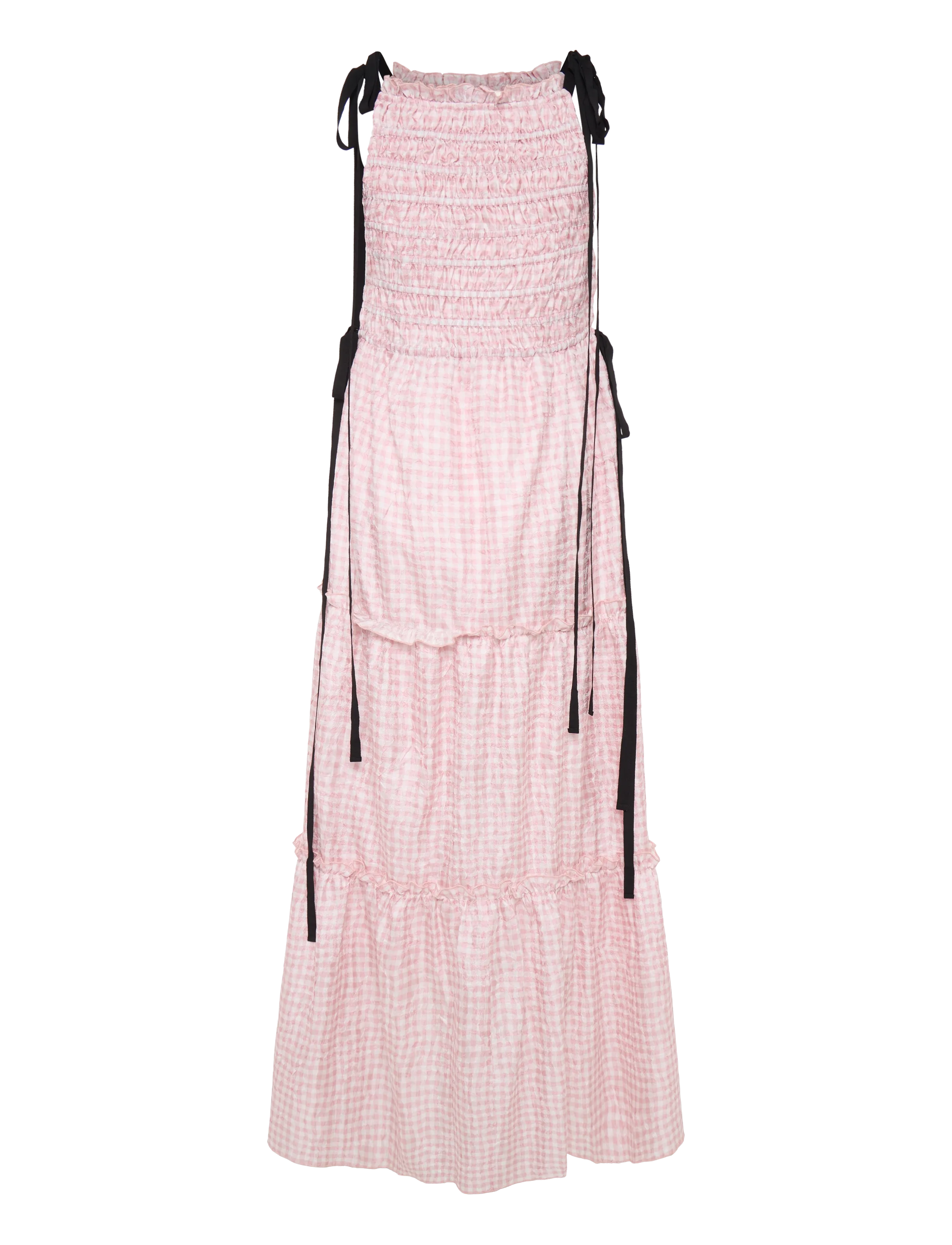 Ganni - Smocked Tiered Dress - pink - 1