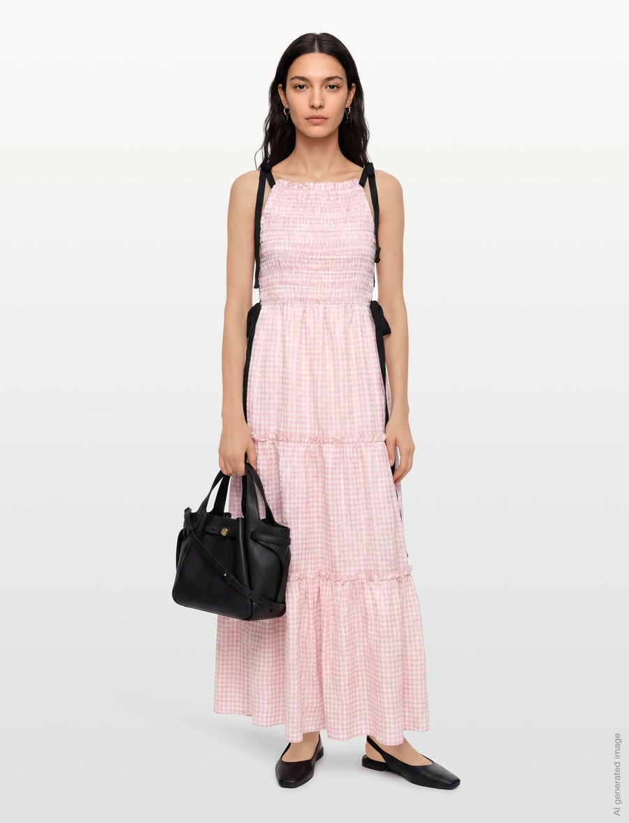 Ganni - Smocked Tiered Dress - pink - 0