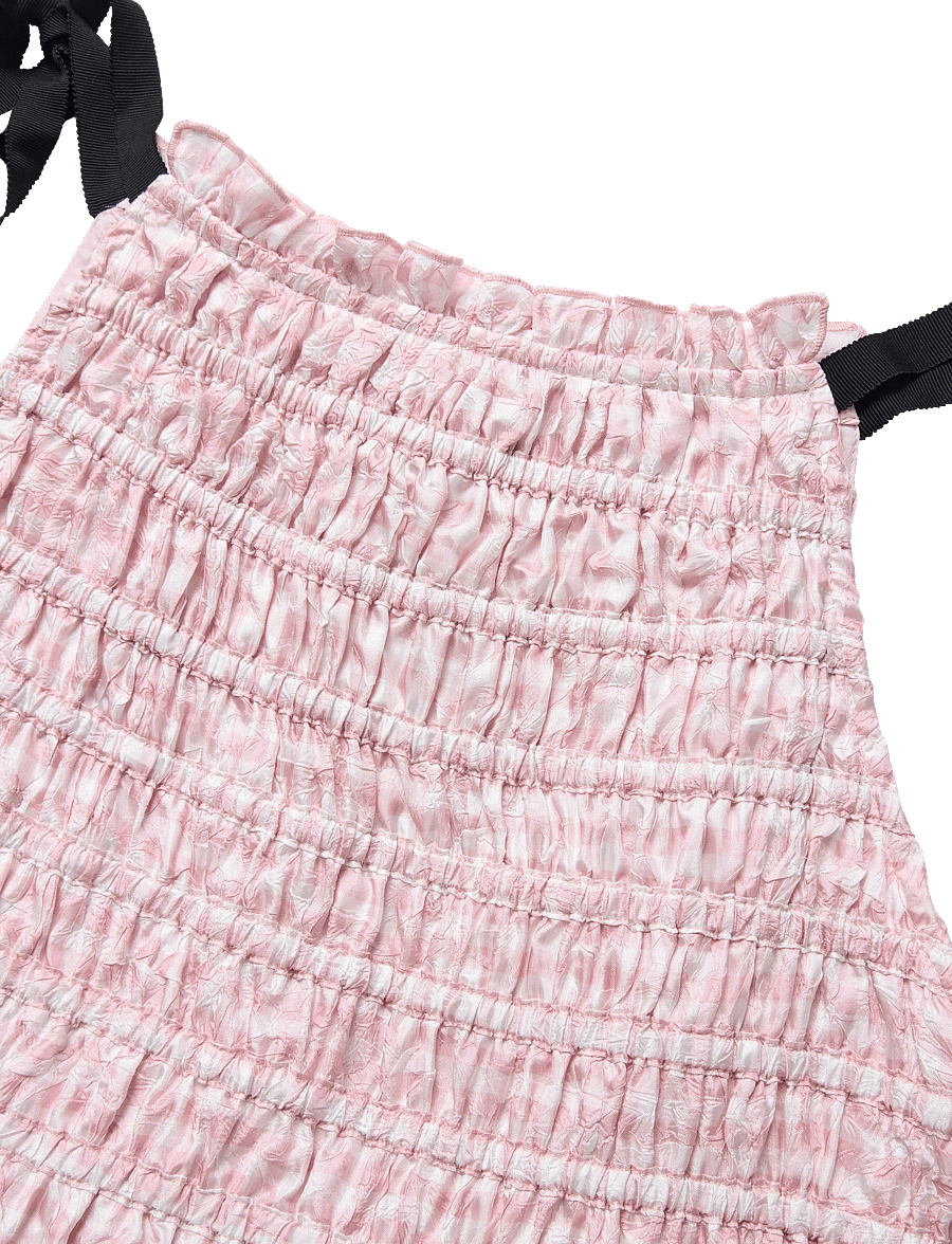 Ganni - Smocked Tiered Dress - pink - 5