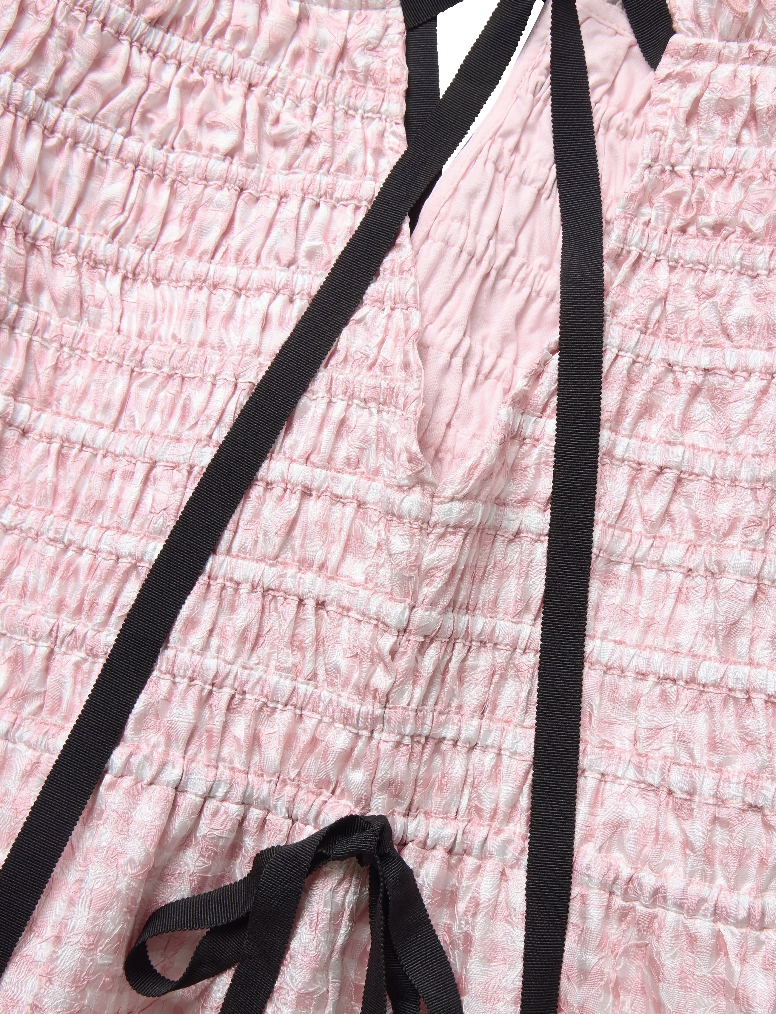 Ganni - Smocked Tiered Dress - pink - 4