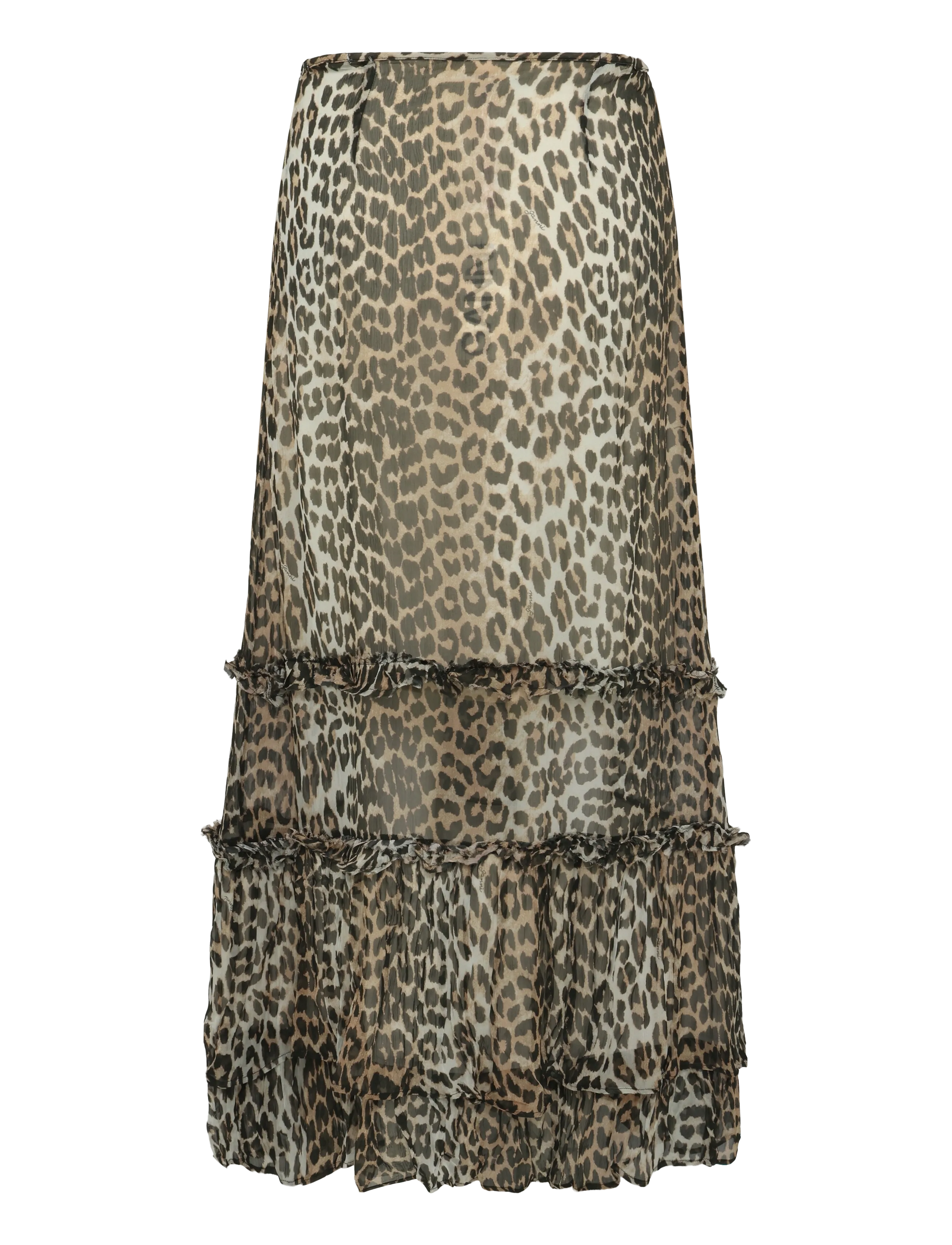 Ganni - Leopard Print Ruffle Skirt - brown - 1