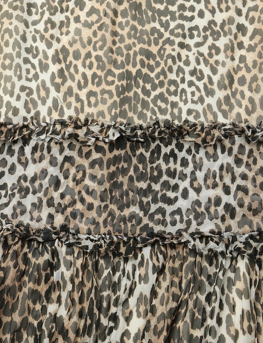 Ganni - Leopard Print Ruffle Skirt - maxi röcke - brown - 2
