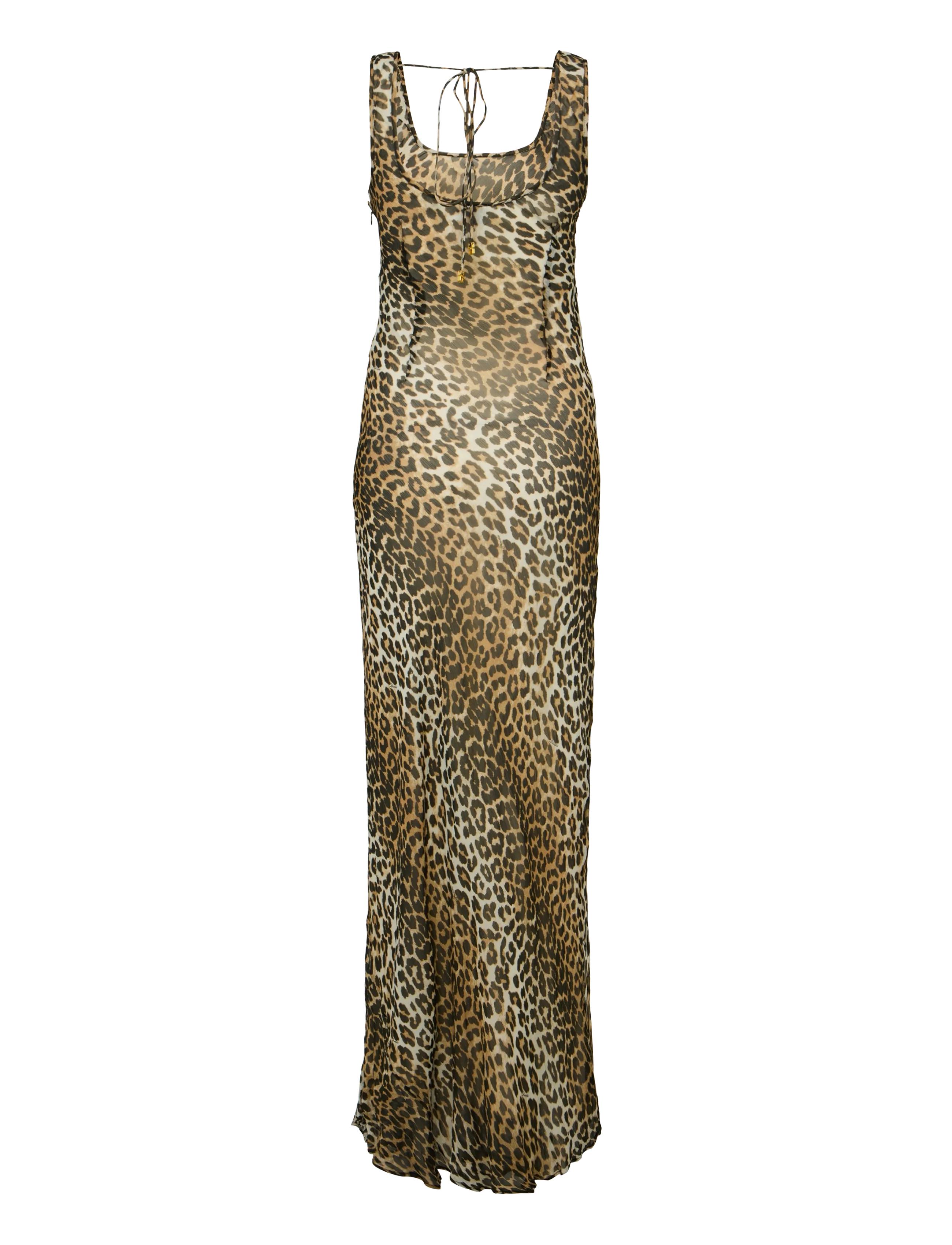 Ganni - Leopard Print Recycled Chiffon Maxi Dres - brown - 2