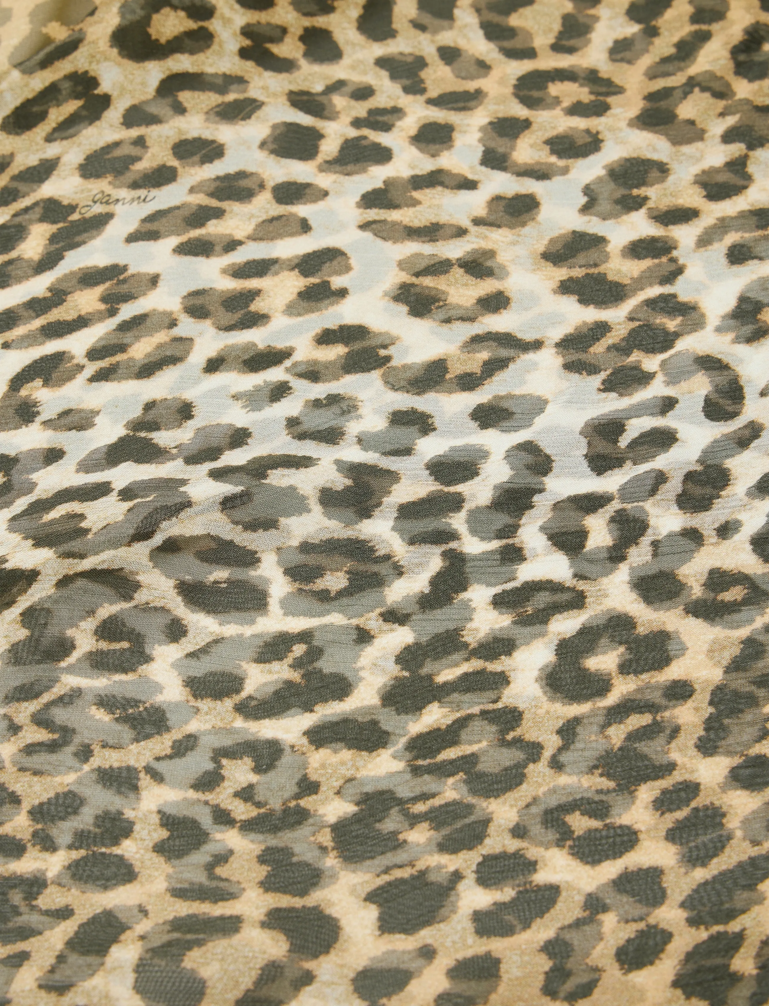 Ganni - Leopard Print Recycled Chiffon Maxi Dres - brown - 5