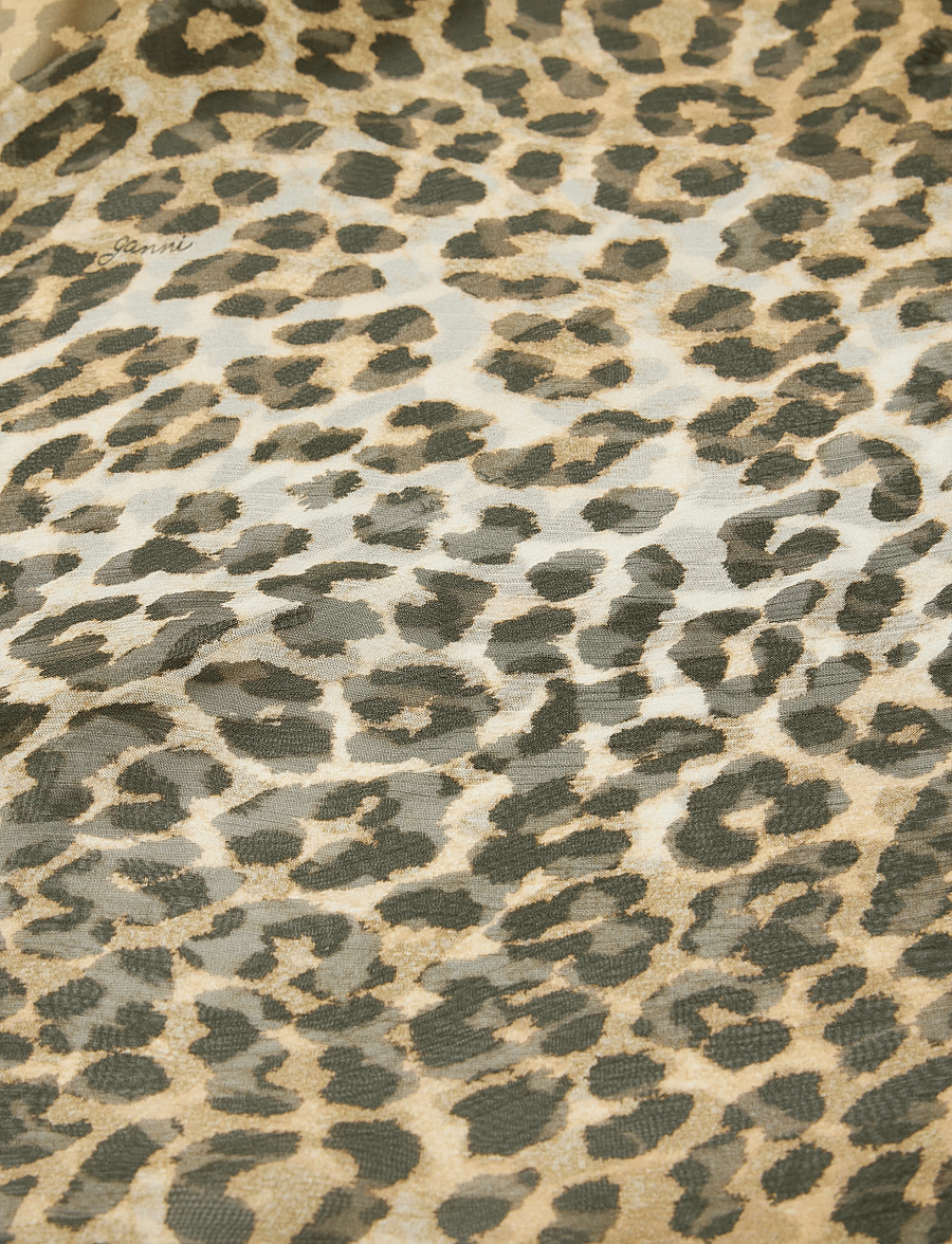 Ganni - Leopard Print Recycled Chiffon Maxi Dres - slip dresses - brown - 5
