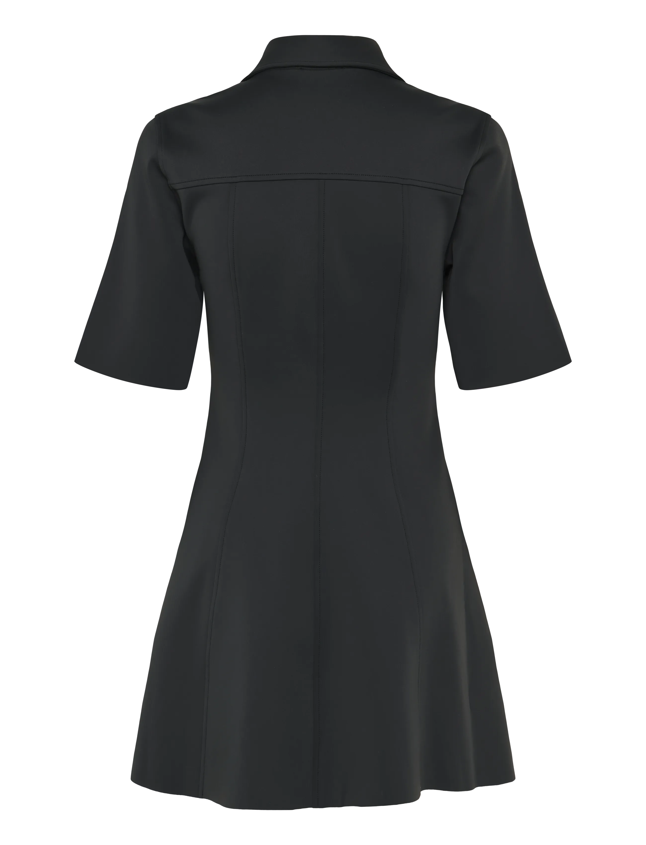 Ganni - Black Scuba Neoprene Mini Dress - skjortklänningar - black - 2
