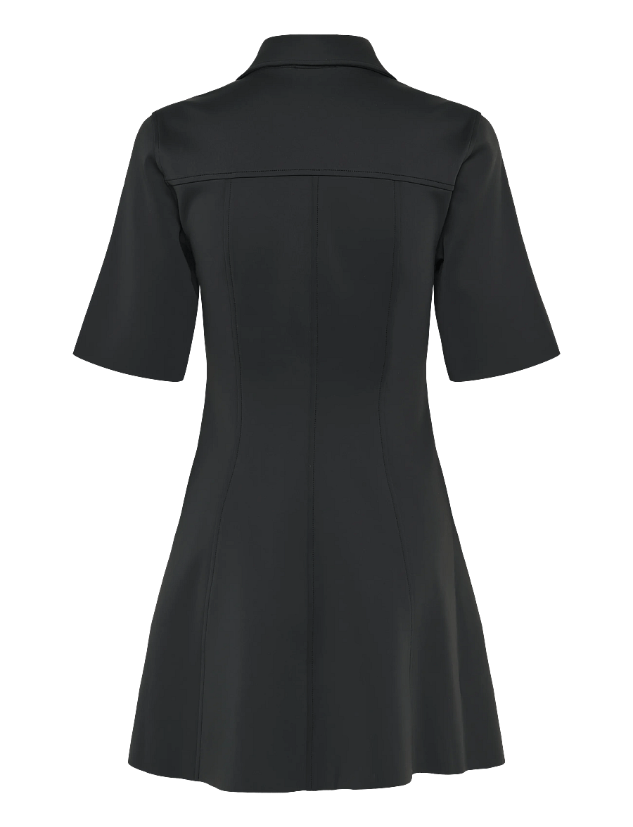 Ganni - Black Scuba Neoprene Mini Dress - skjortklänningar - black - 2
