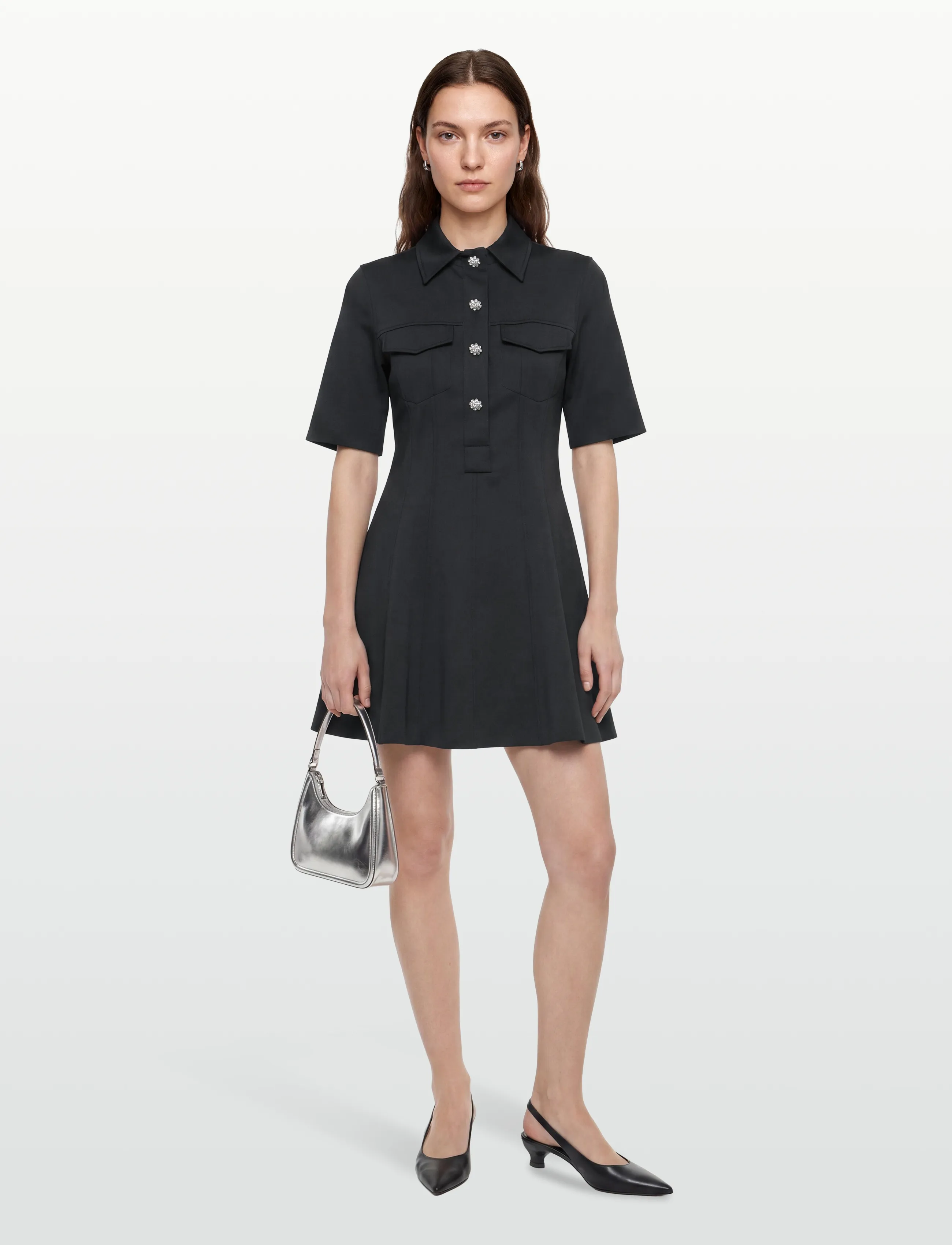 Ganni Black Scuba Neoprene Mini Dress, 34, Dresses, Schwarz - Short Frauen