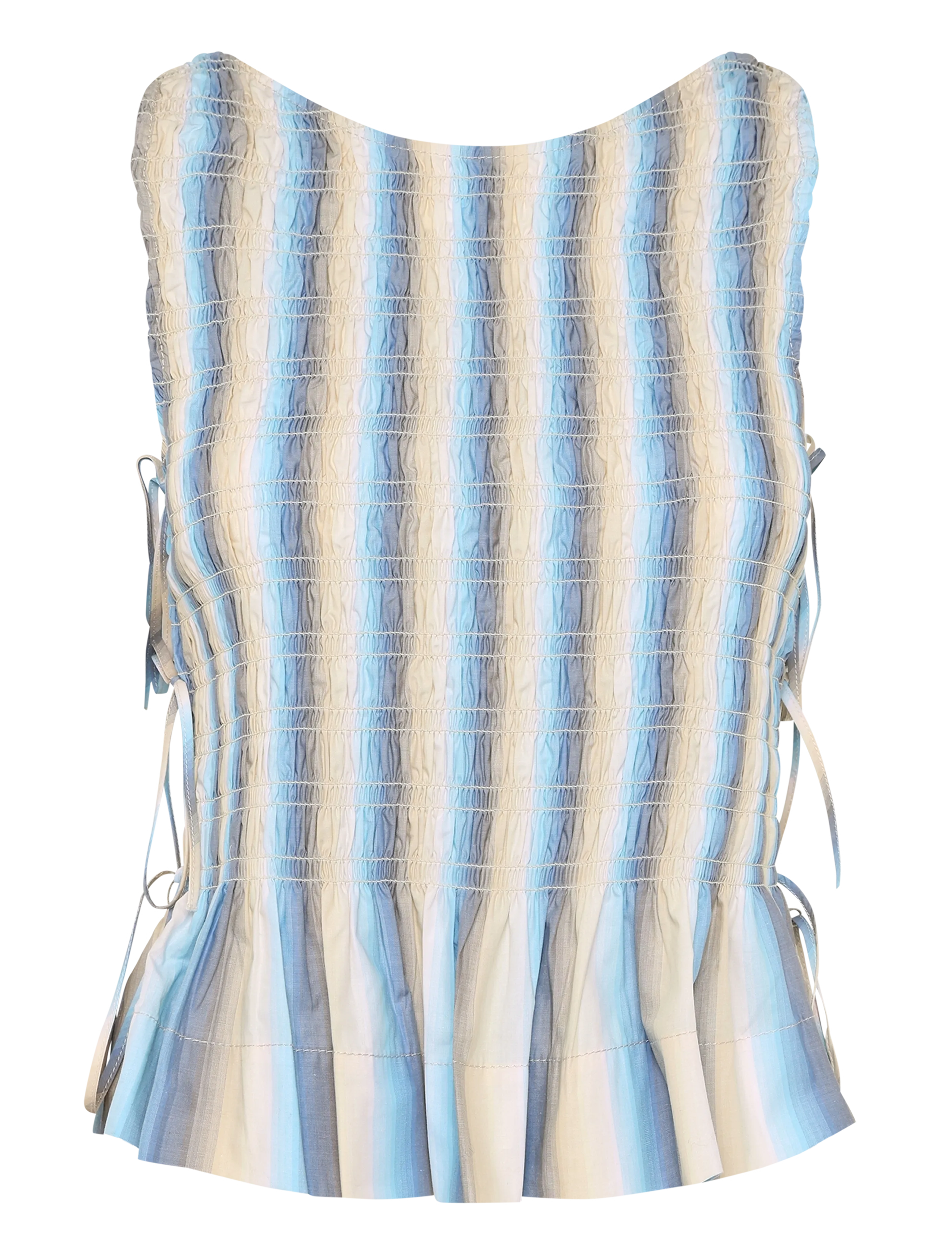 Ganni Ombre Stripe Smock Tie String Top, 34, Crop Oberteile, Mehrfarbig/gemustert - Sleeveless Frauen