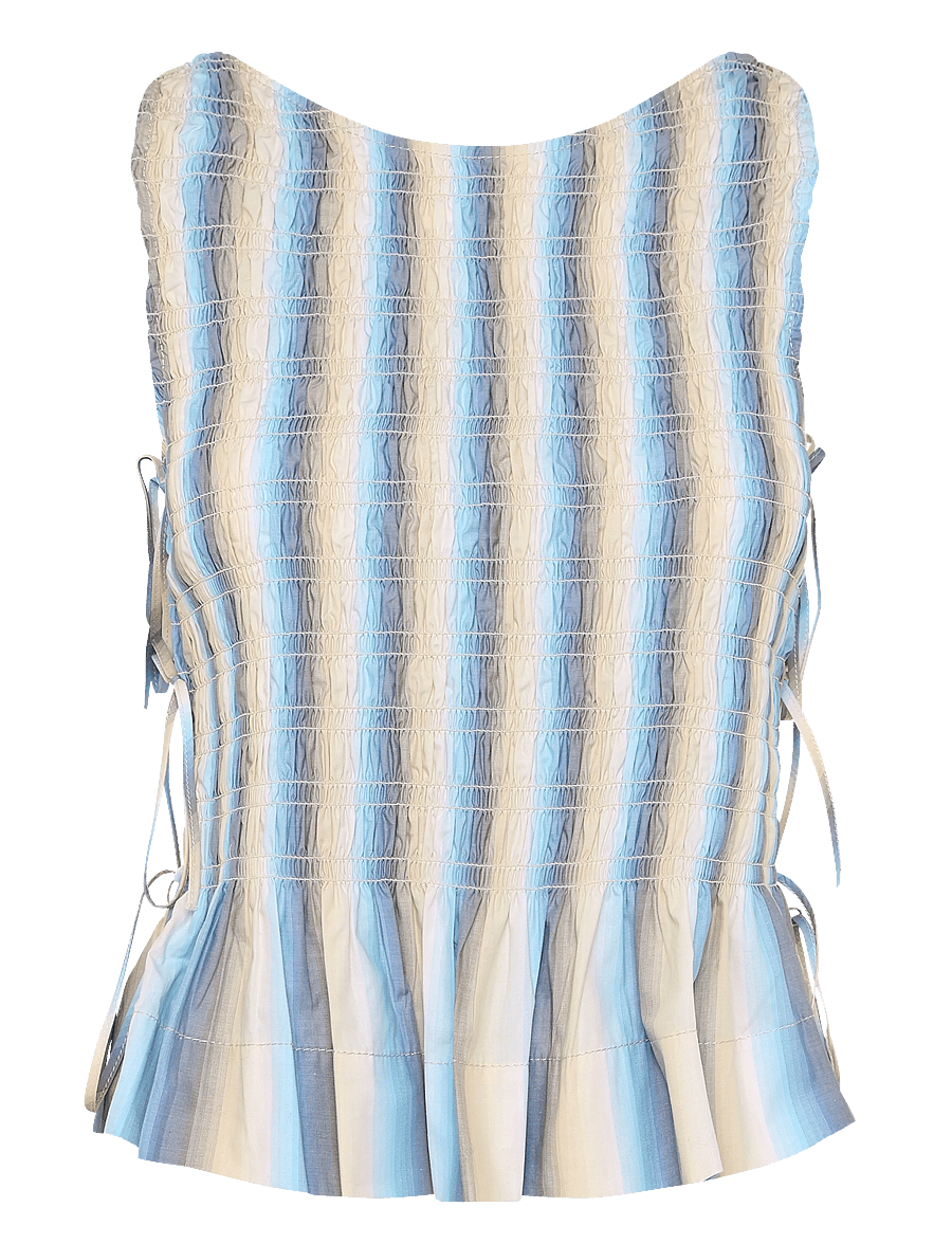 Ganni - Ombre Stripe Smock Tie String Top - magabolir - multicolored - 0