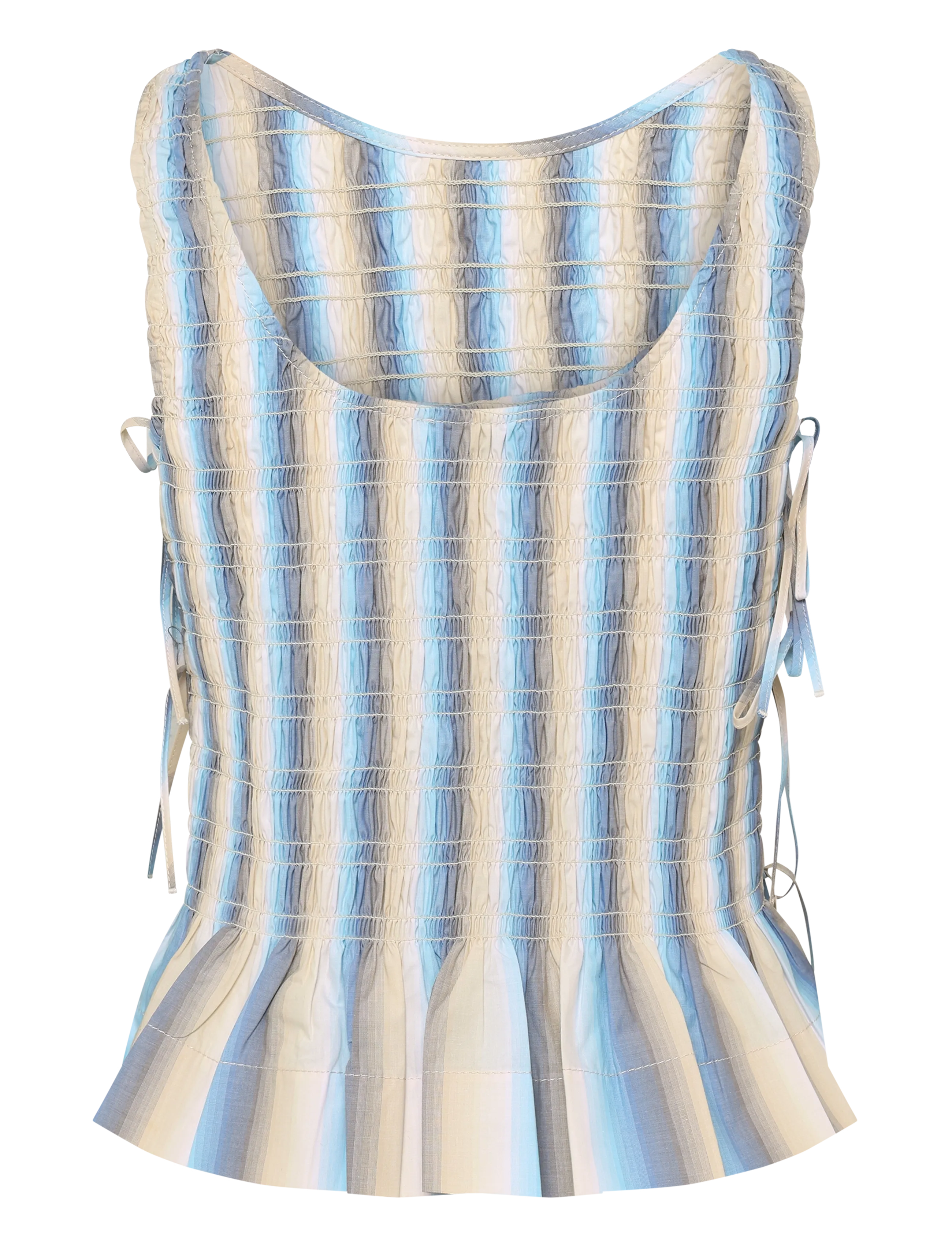 Ganni - Ombre Stripe Smock Tie String Top - multicolored - 1