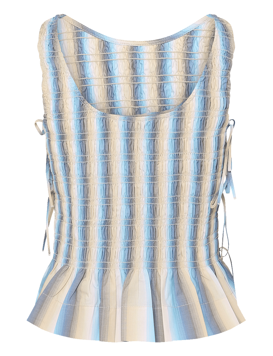 Ganni - Ombre Stripe Smock Tie String Top - magabolir - multicolored - 1