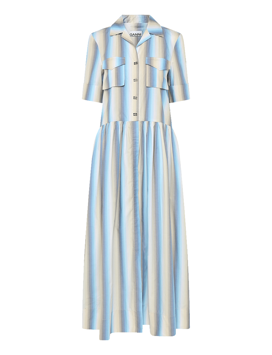 Ganni - Striped Button Up Shirt Dress - summer dresses - multicolored - 1