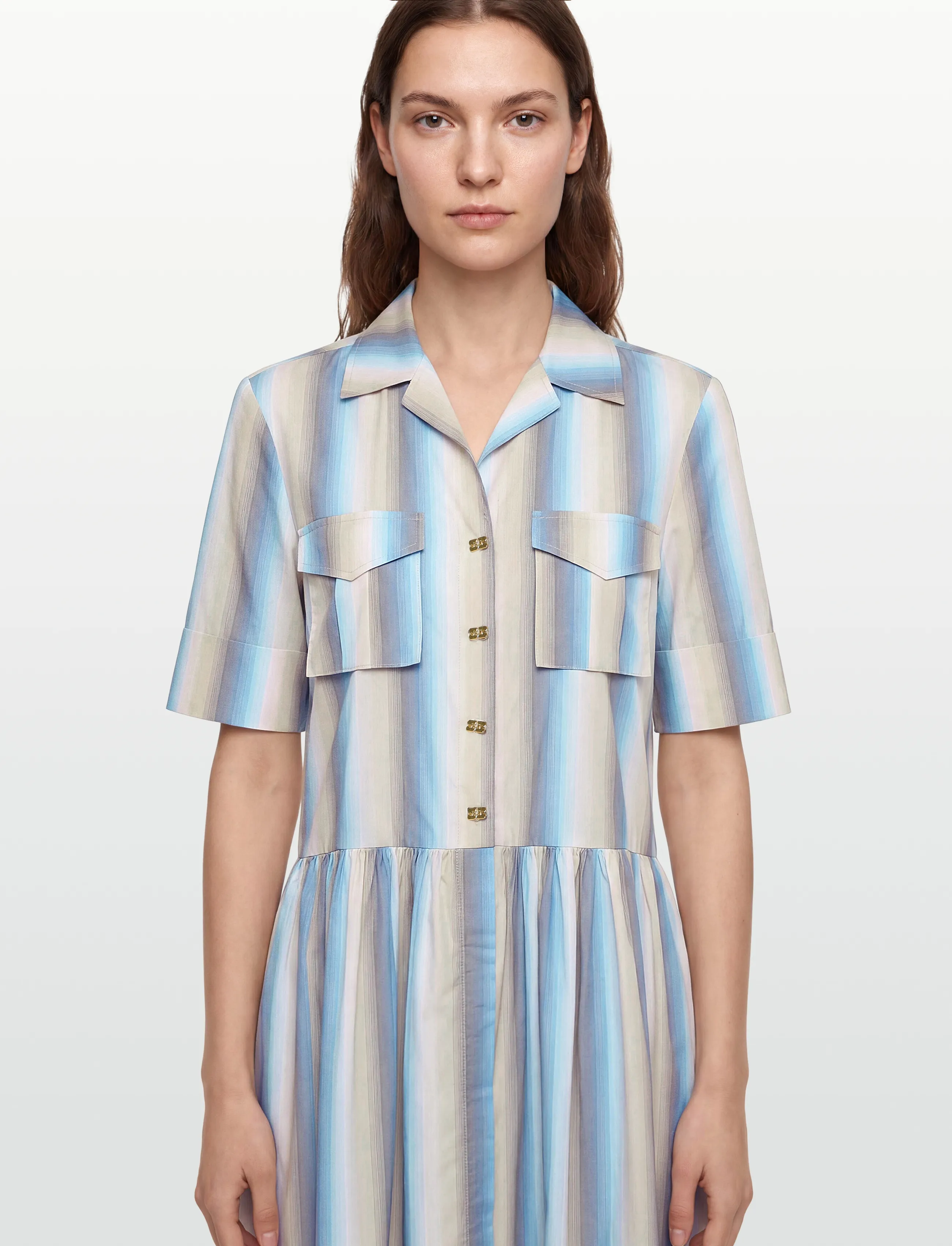 Ganni - Striped Button Up Shirt Dress - multicolored - 3