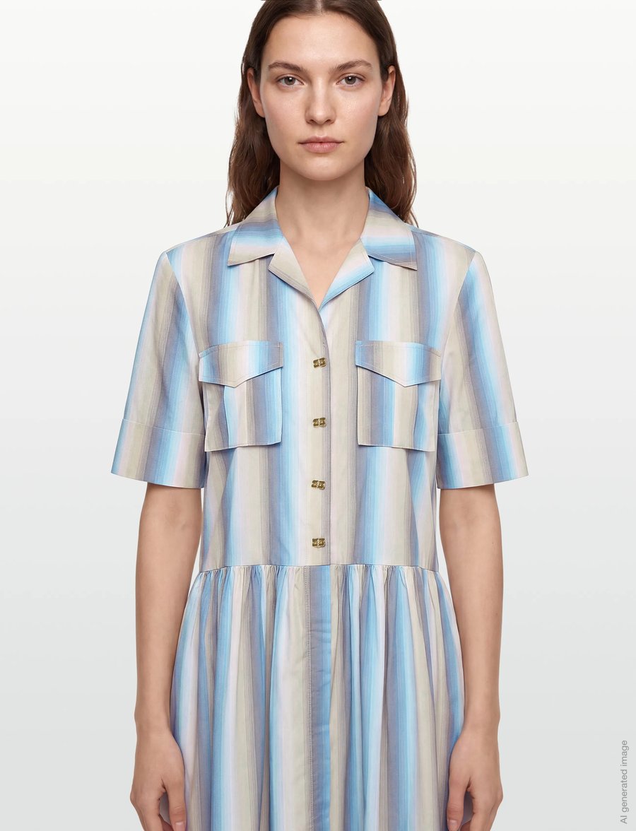 Ganni - Striped Button Up Shirt Dress - summer dresses - multicolored - 3