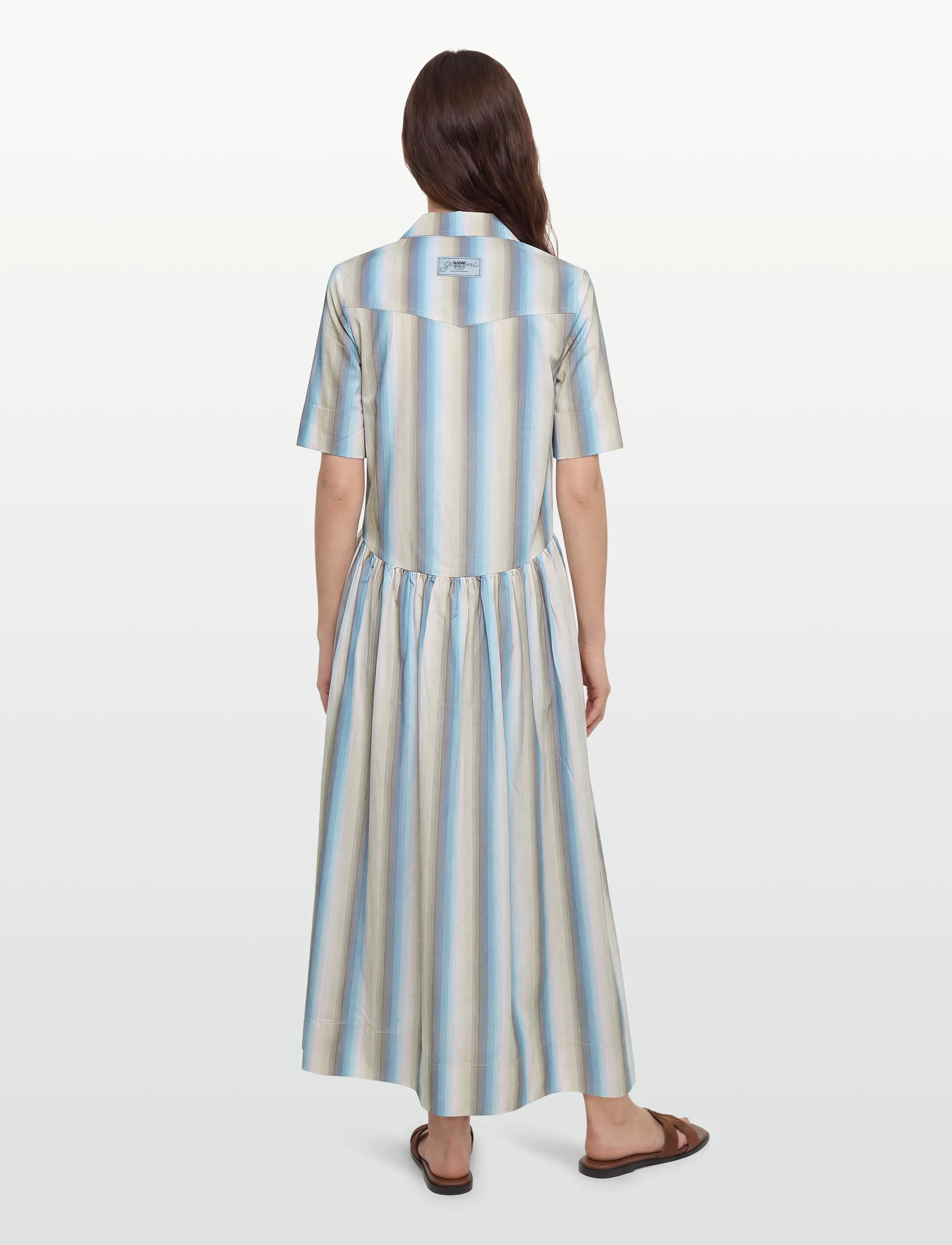 Ganni - Striped Button Up Shirt Dress - multicolored - 4